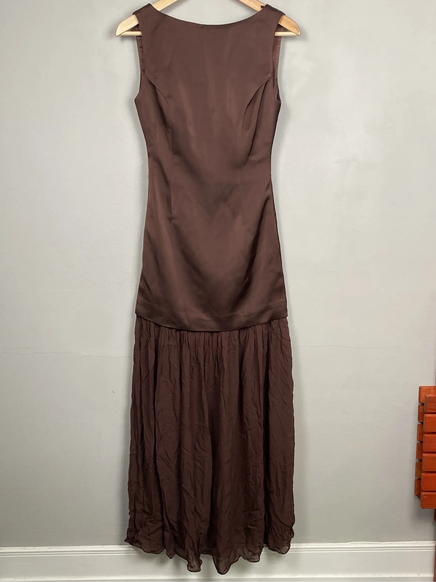 By Malina Karla Dropped Waist Chiffon Maxi Dress