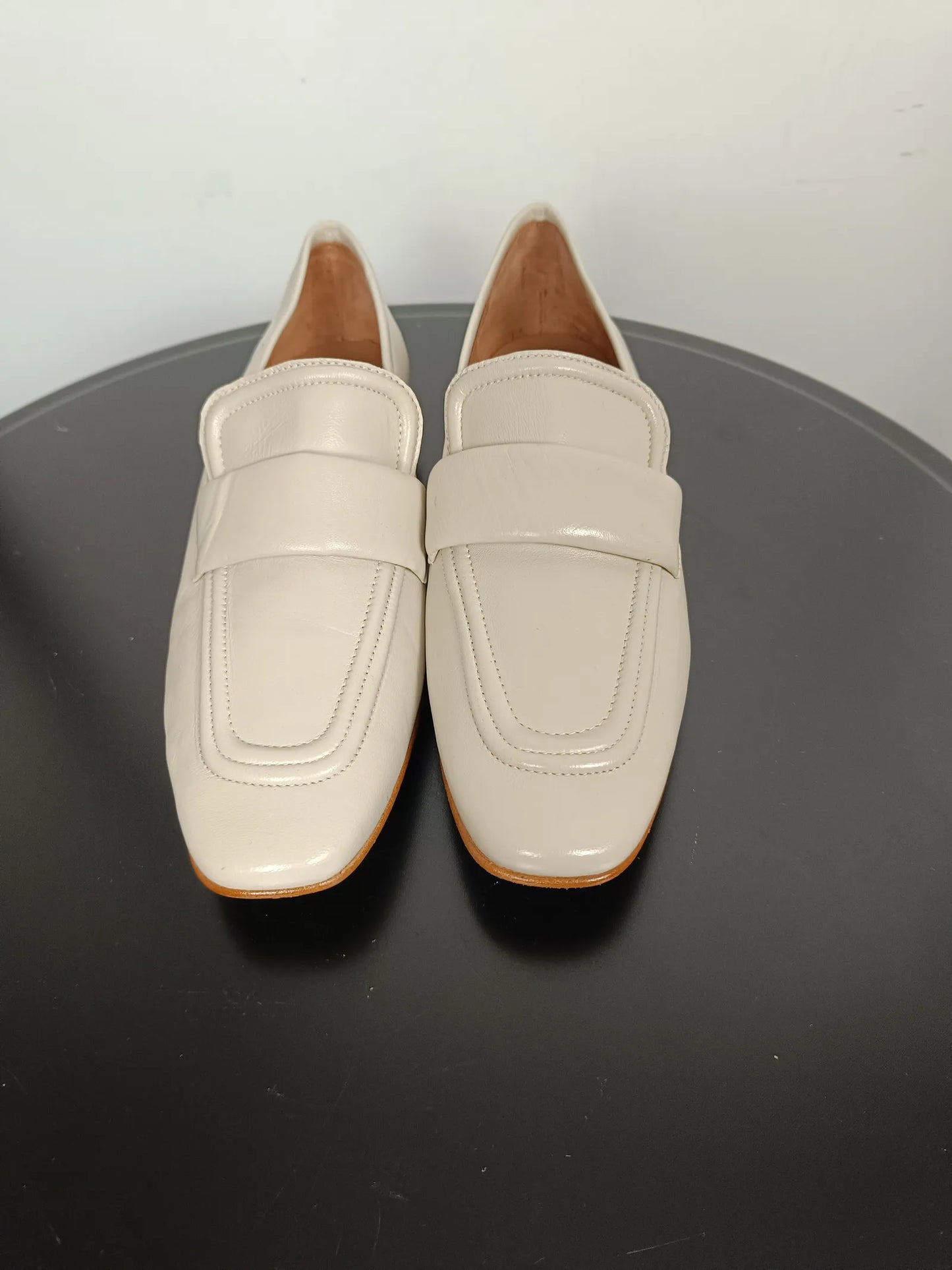 Flattered Vivienne Creme Leather Loafers