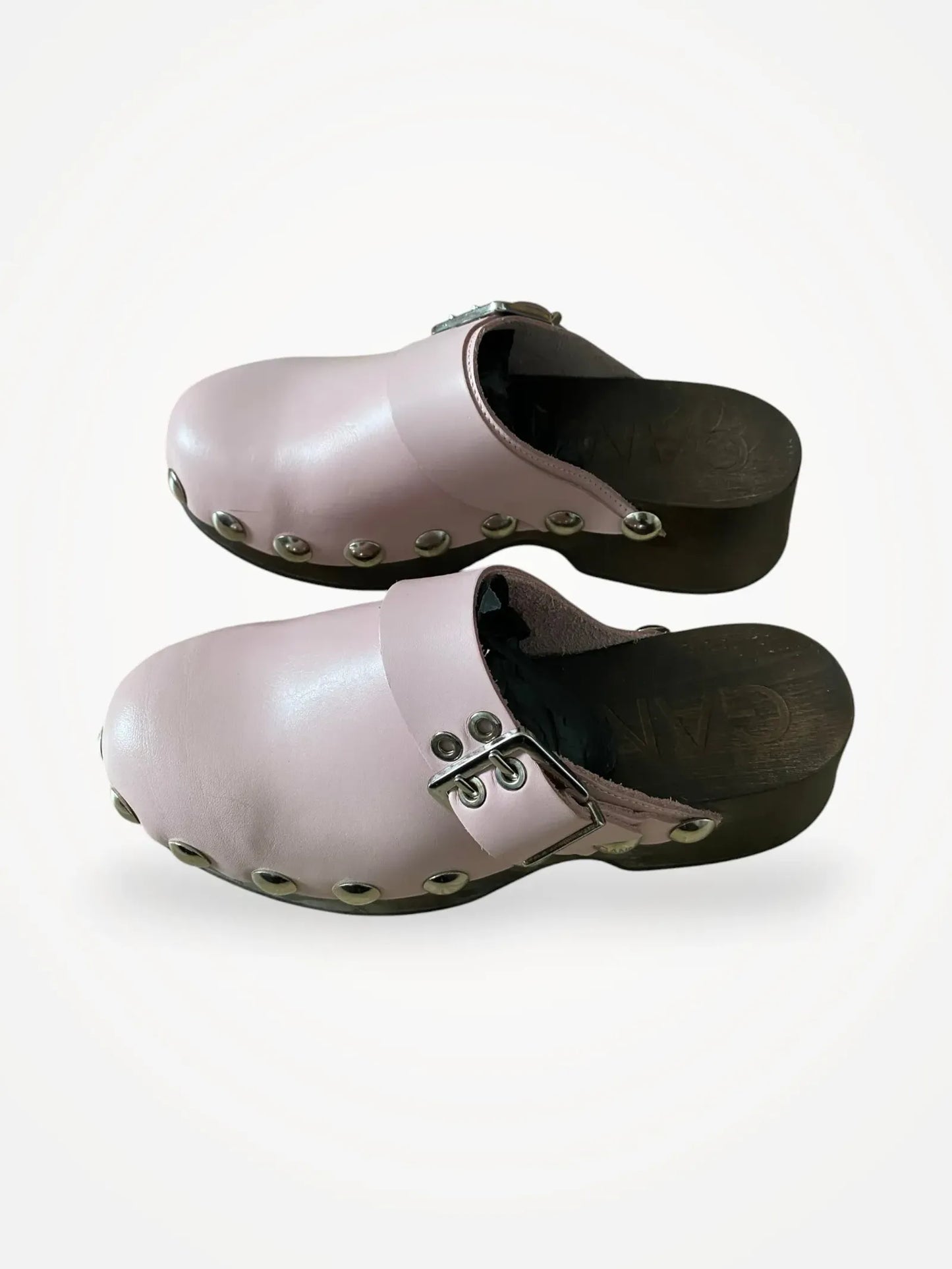 Ganni Studded Leather Clogs- Pale Lilac Shoes