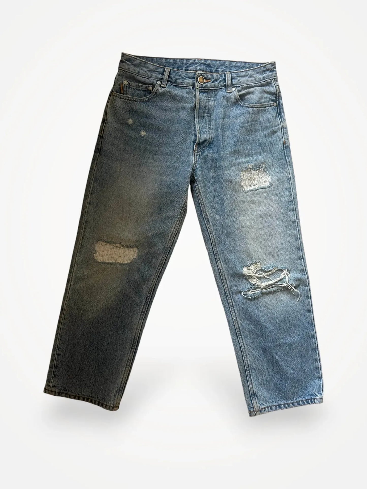 Ganni Low-rise Relaxed Distressed Jeans
