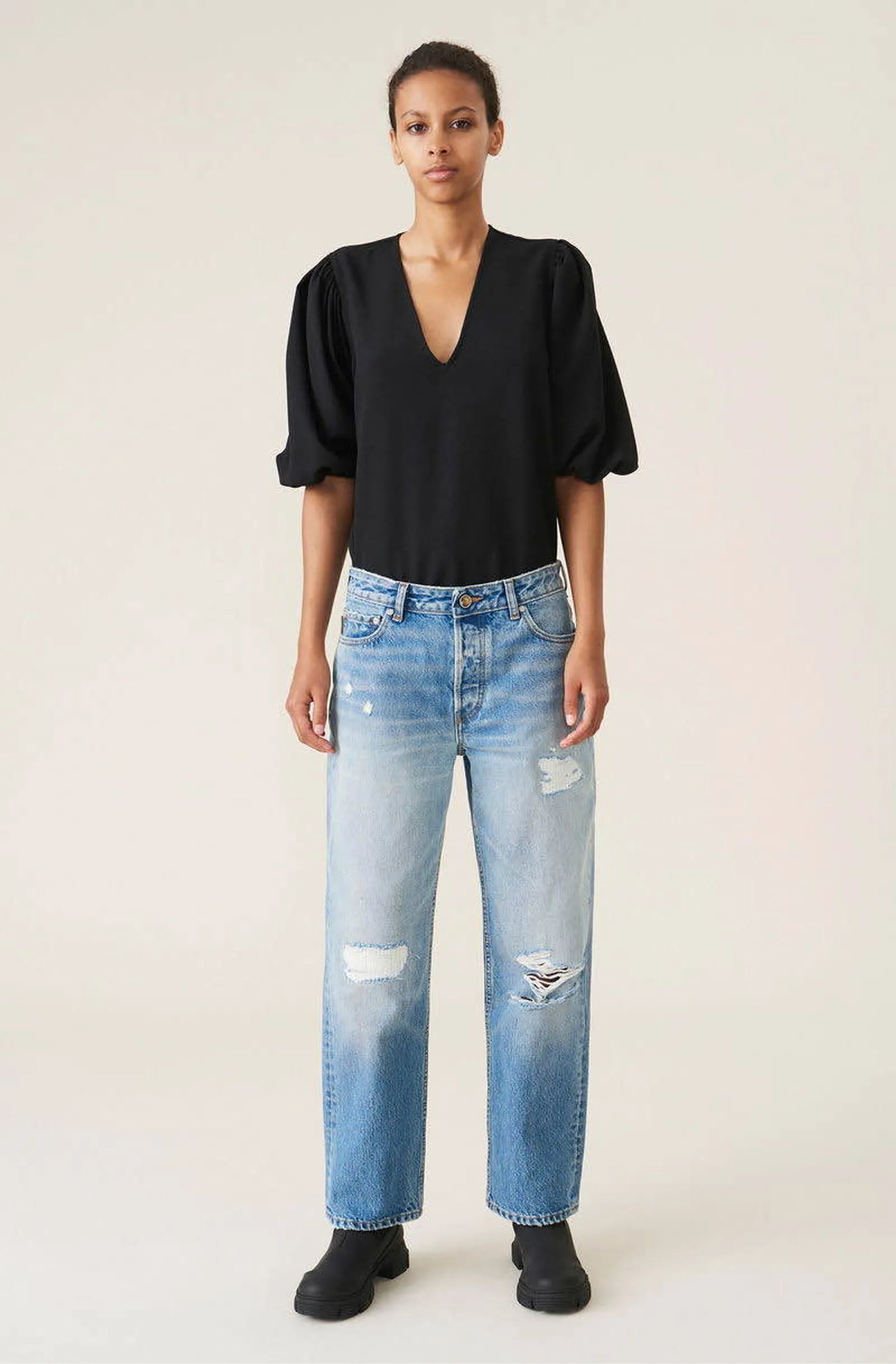 Ganni Low-rise Relaxed Distressed Jeans