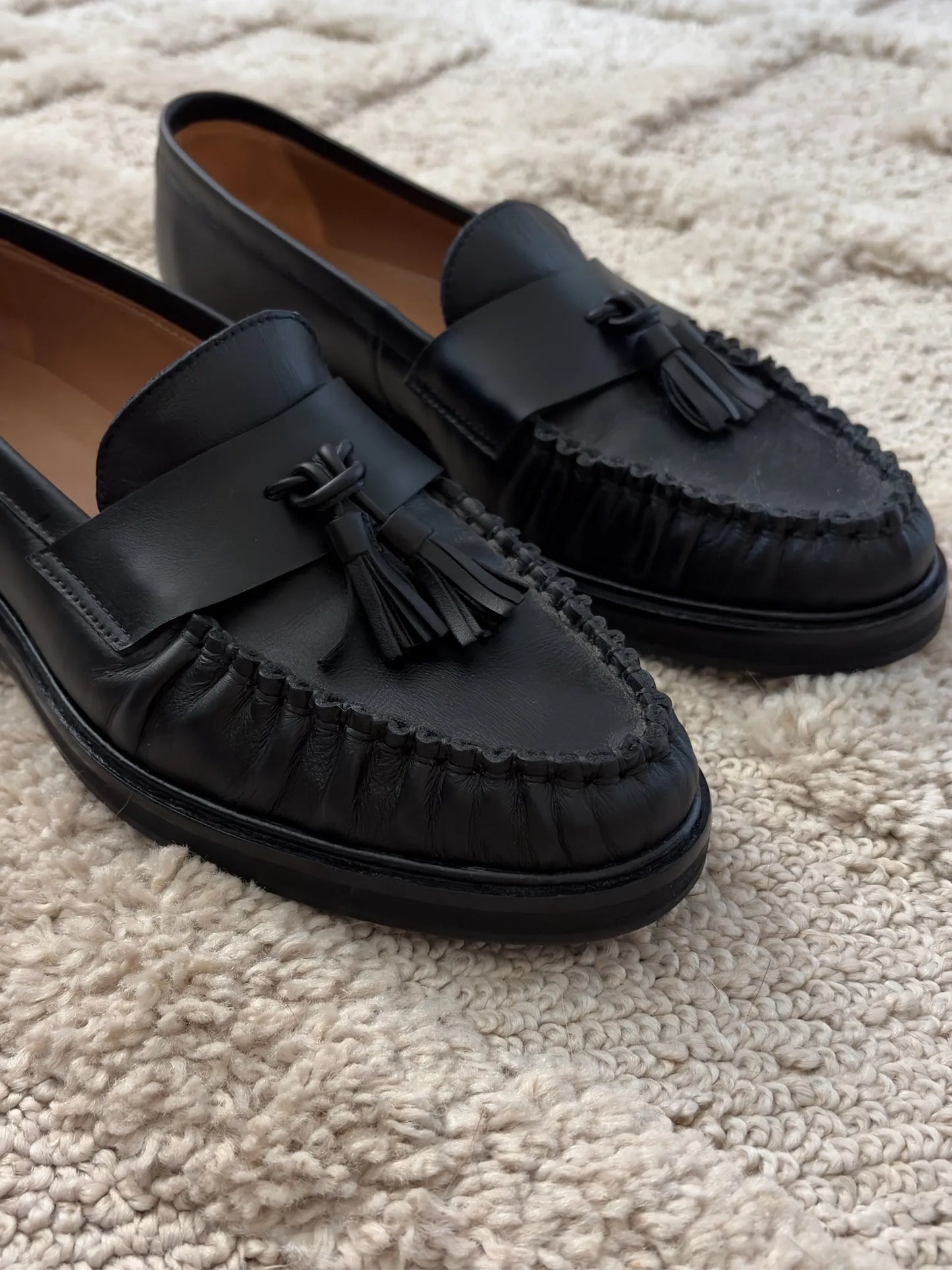 Flattered Sigrid Leather Black Loafers