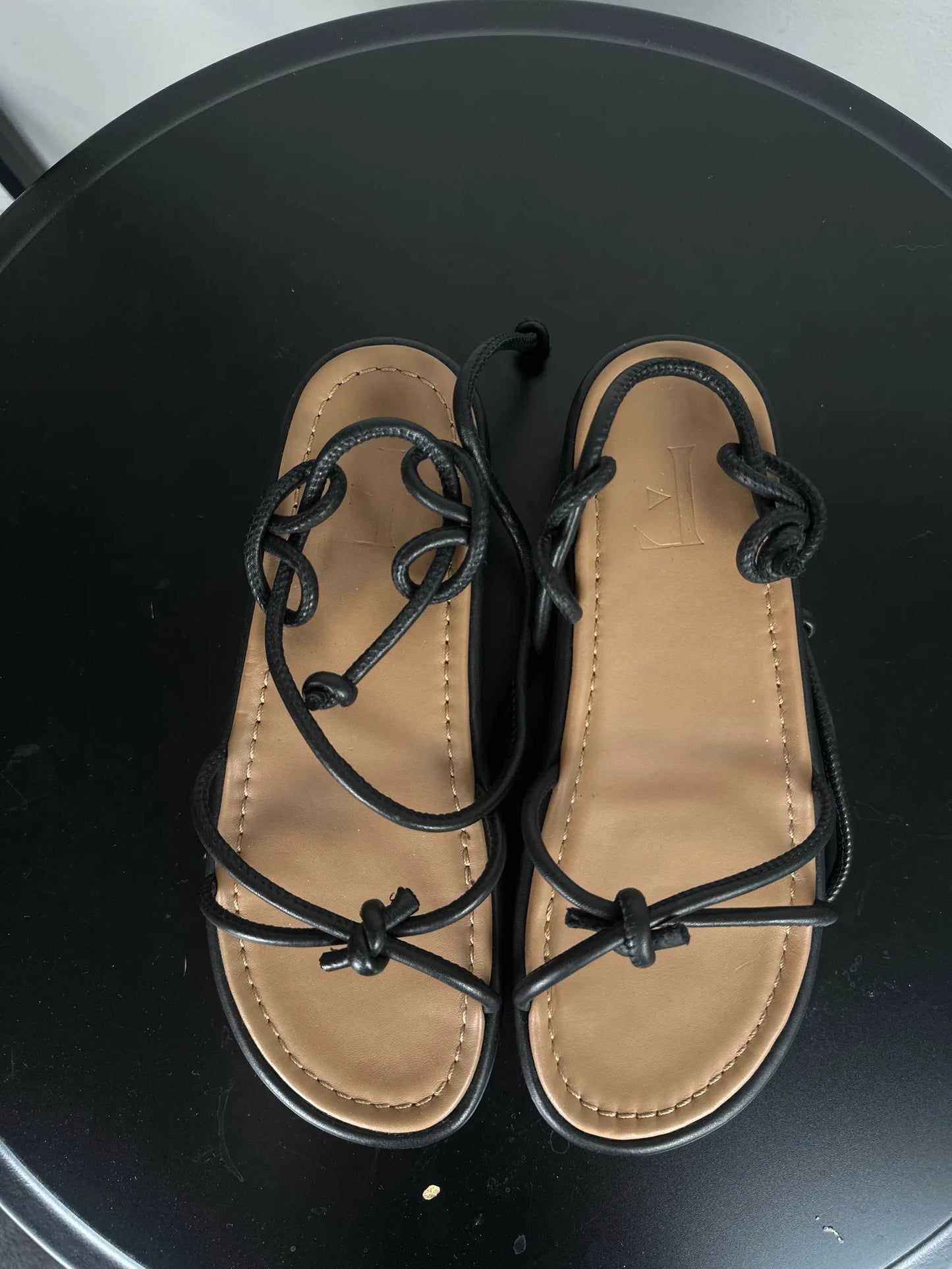Flattered Heather Leather Black Sandalen