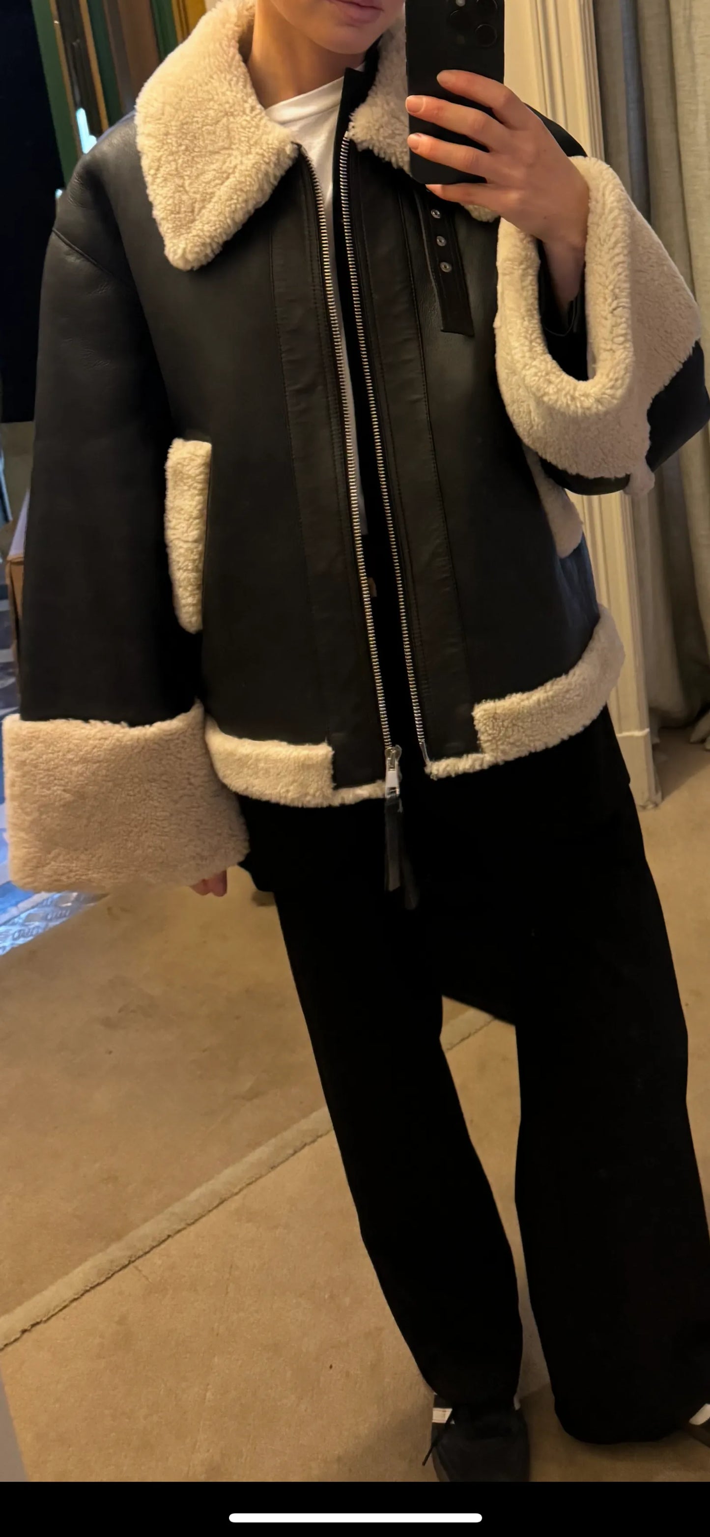 Dagmar Short Sherling Leather jacket