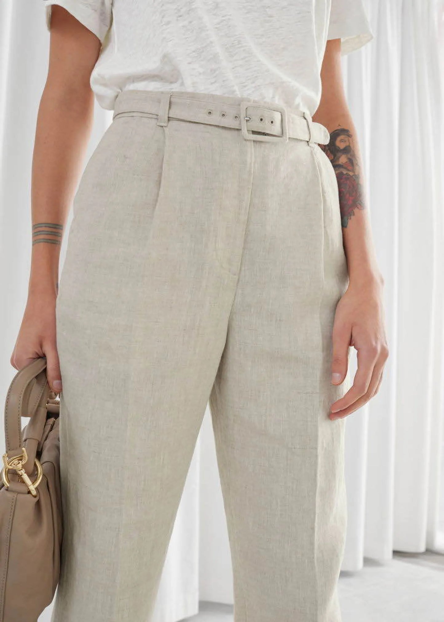 & Other Stories High Rise Linen Trousers