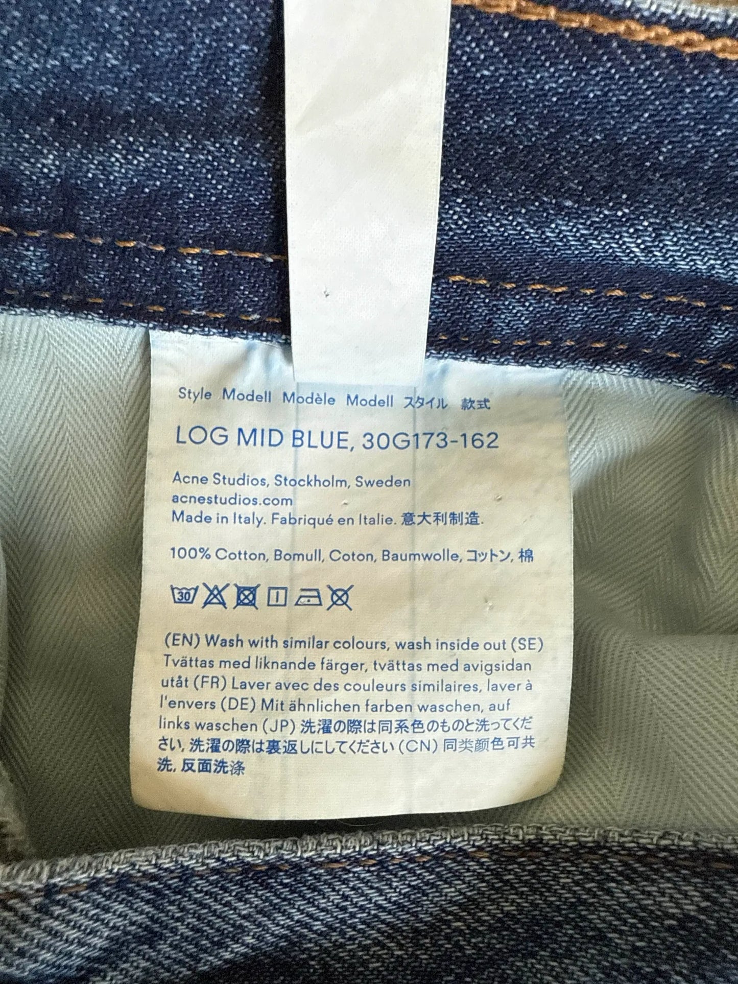 Acne Studios Log Mid Blue Jeans