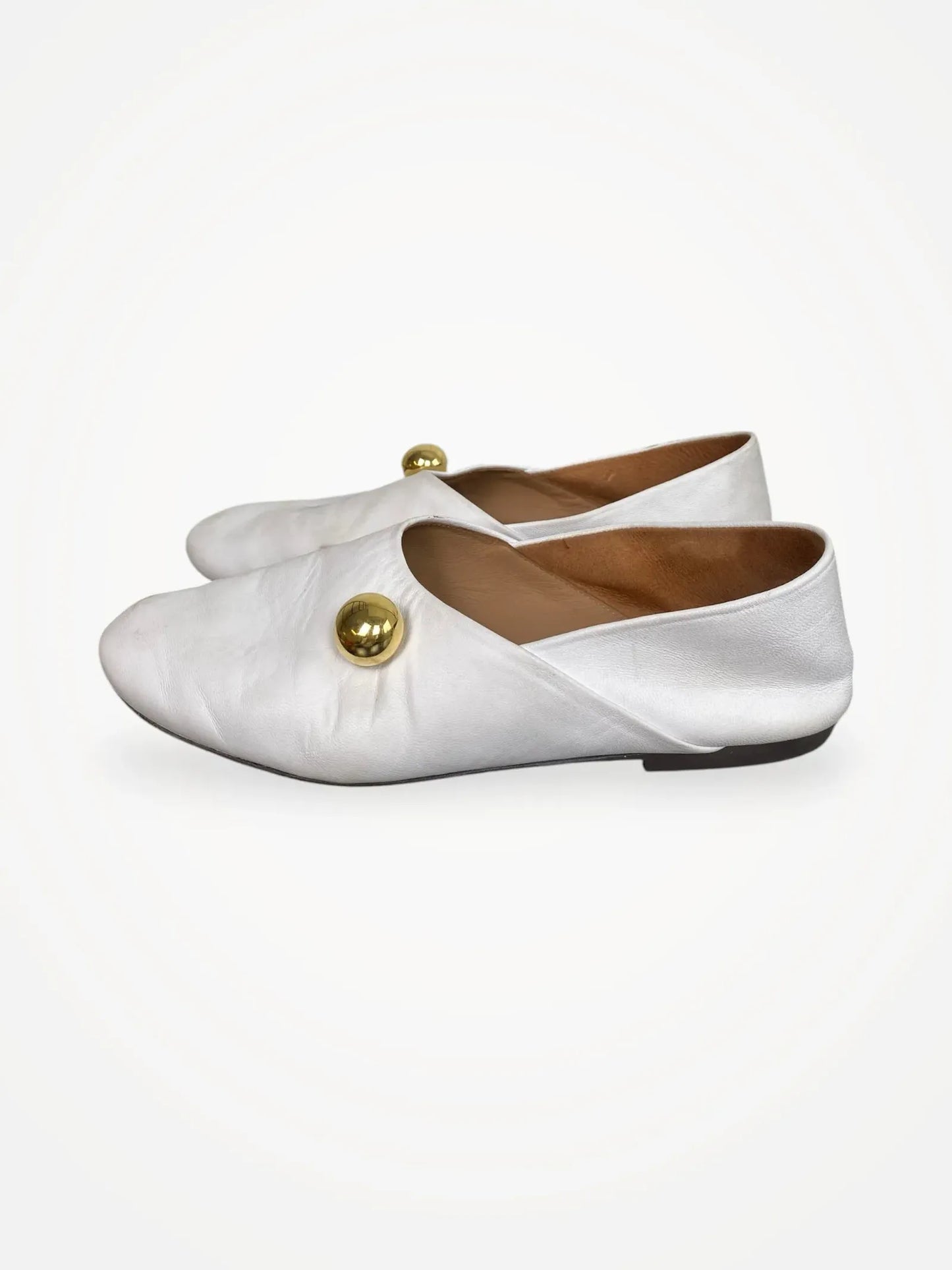 Flattered Pepper Leather White Ballet flats
