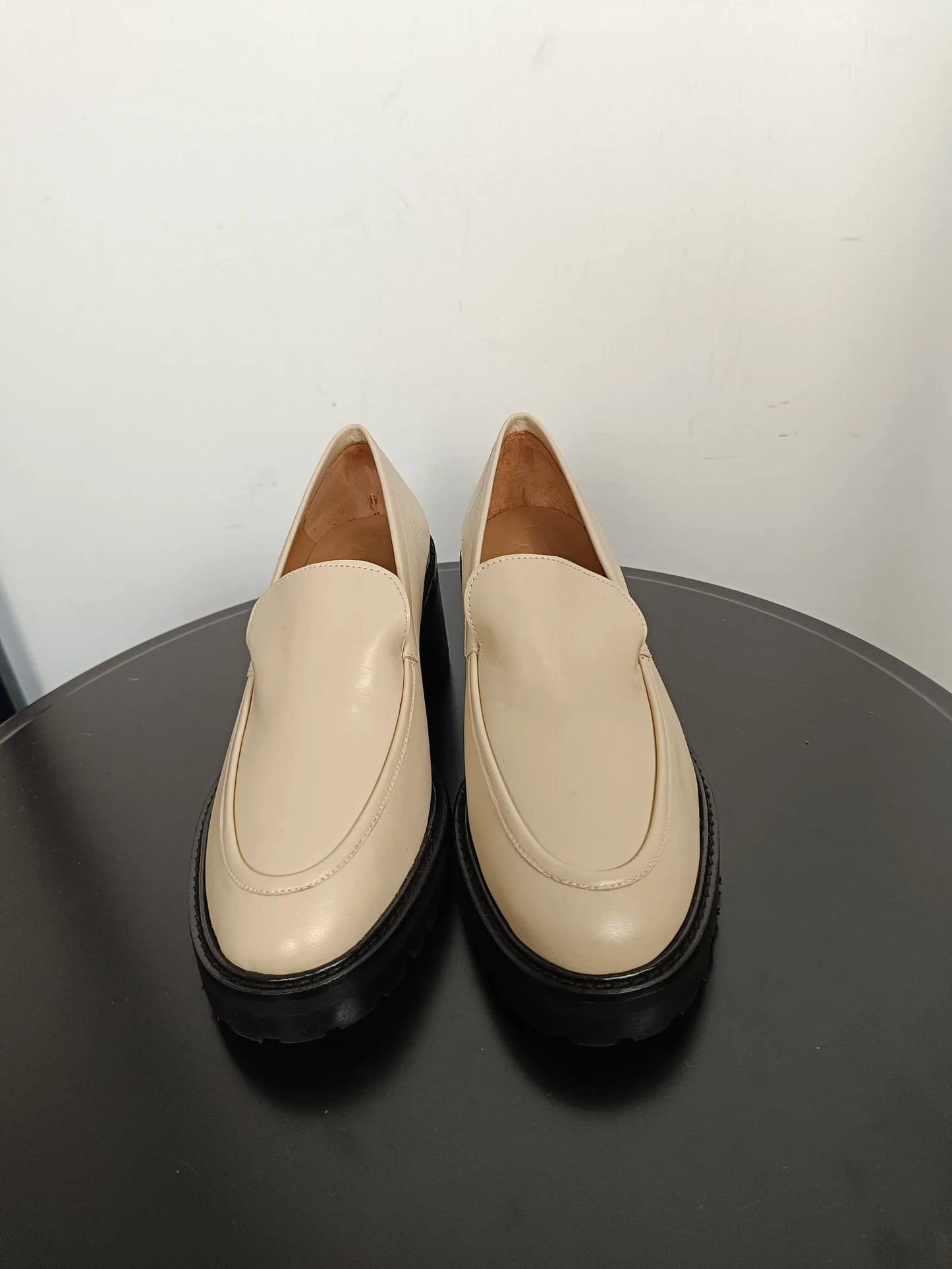 Flattered Saga Creme Leather Loafers