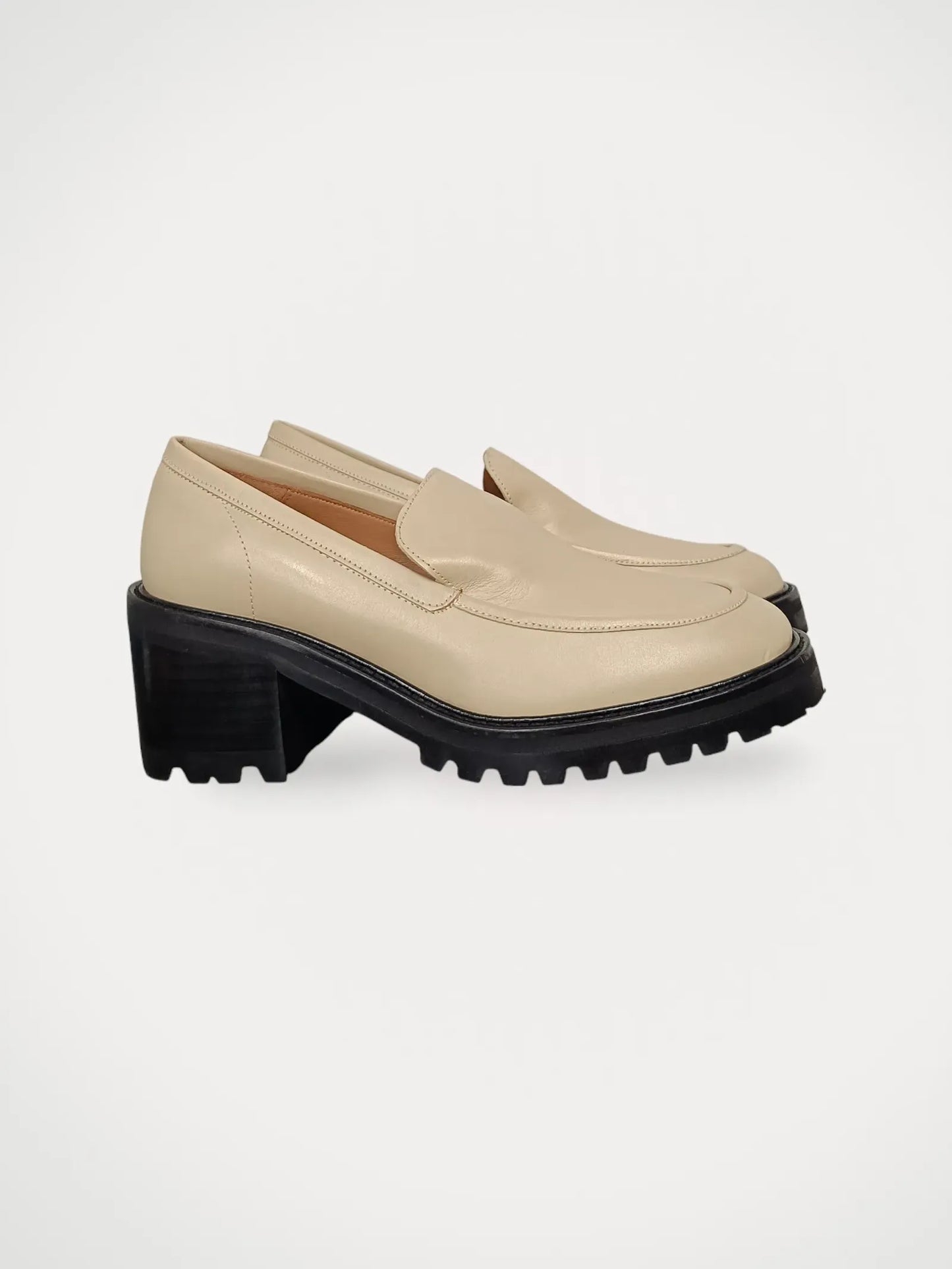 Flattered Saga Creme Leather Loafers