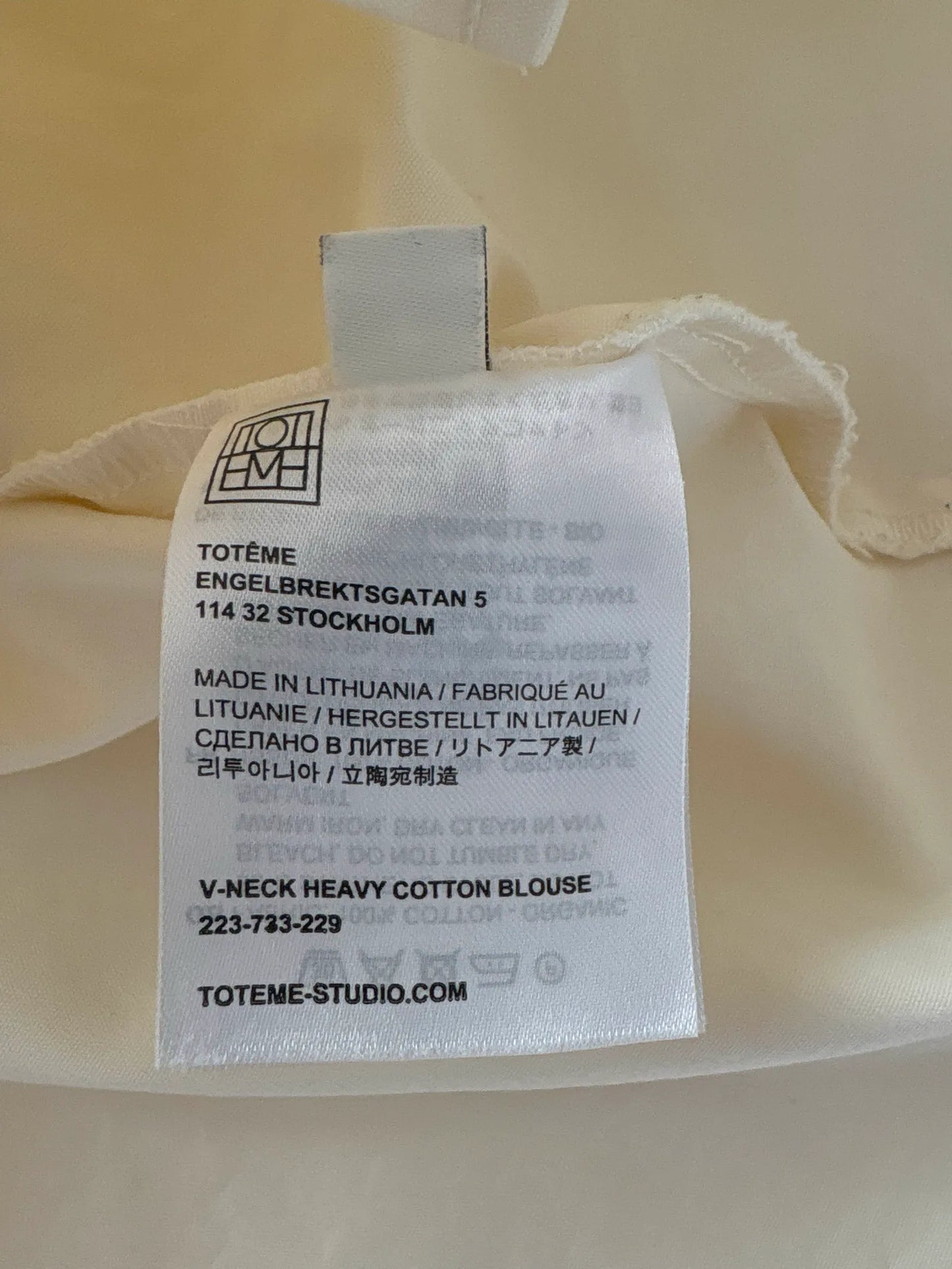 Toteme V-neck Heavy Cotton Blouse Shirt
