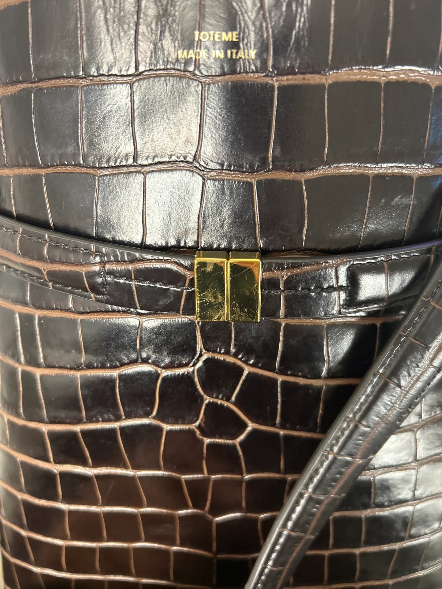 Toteme Leather Bucket Croco Embossed Handbag