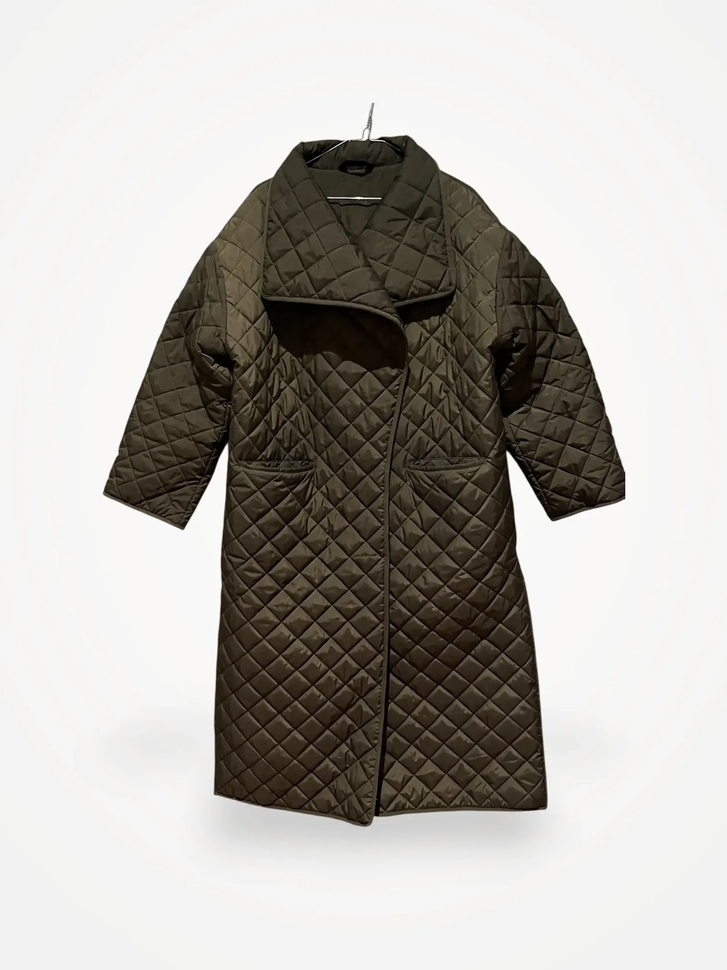 Toteme Signature Quilted In Khaki Coat