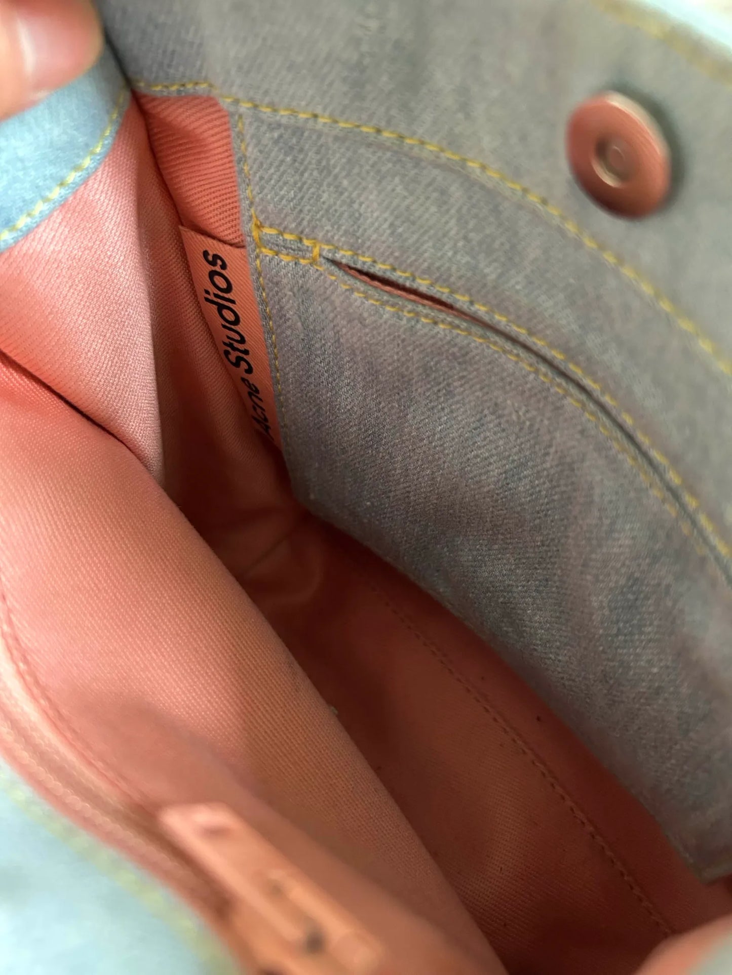 Acne Studios Logo Mini Shopper Destroy Light Blue Handbag