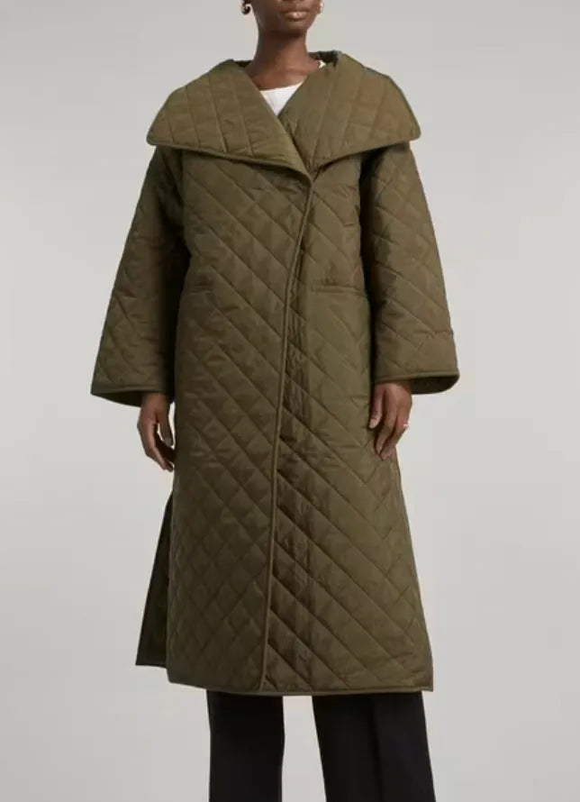 Toteme Signature Quilted In Khaki Coat