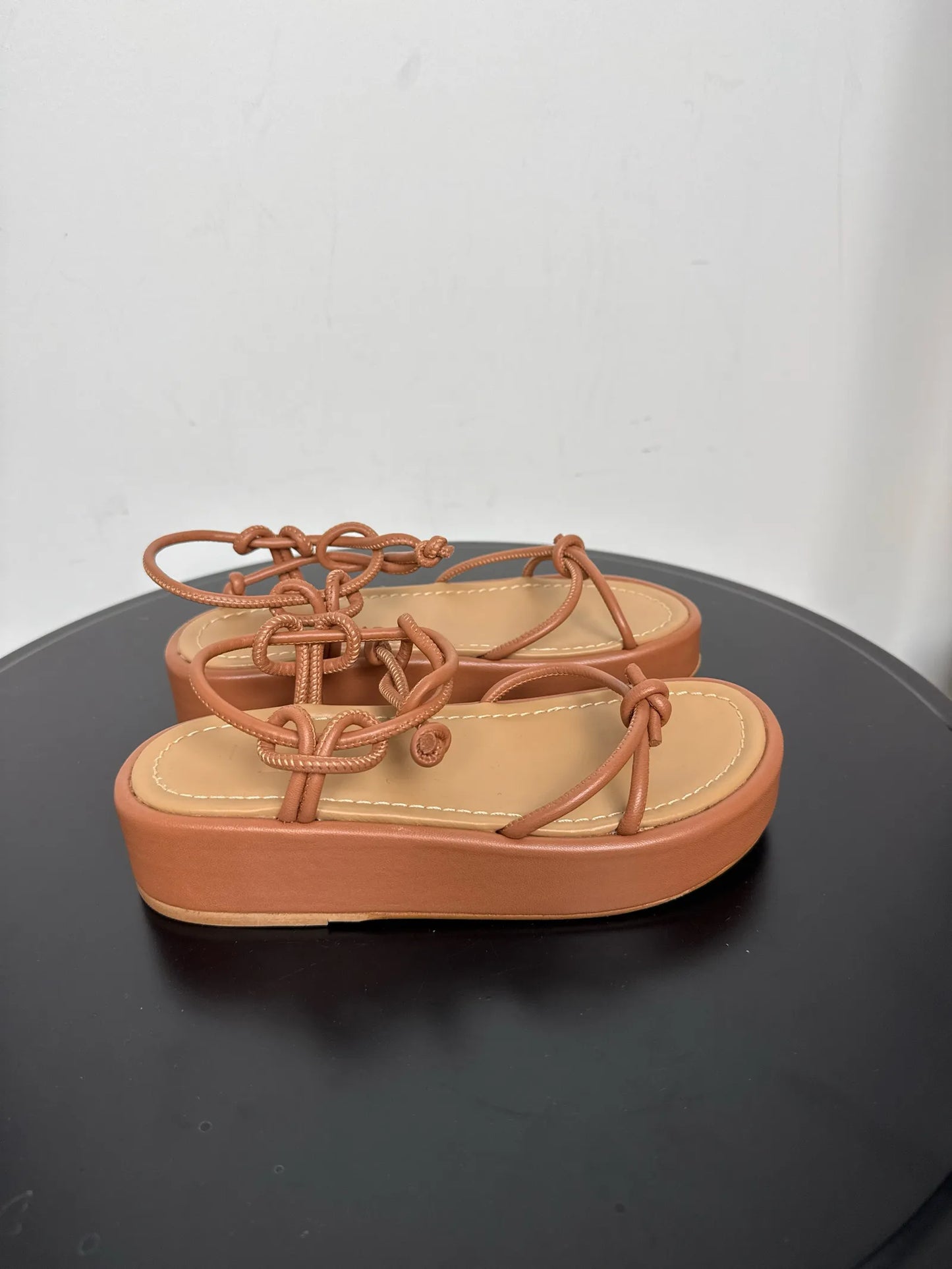 Flattered Heather Cognac Leather Sandals