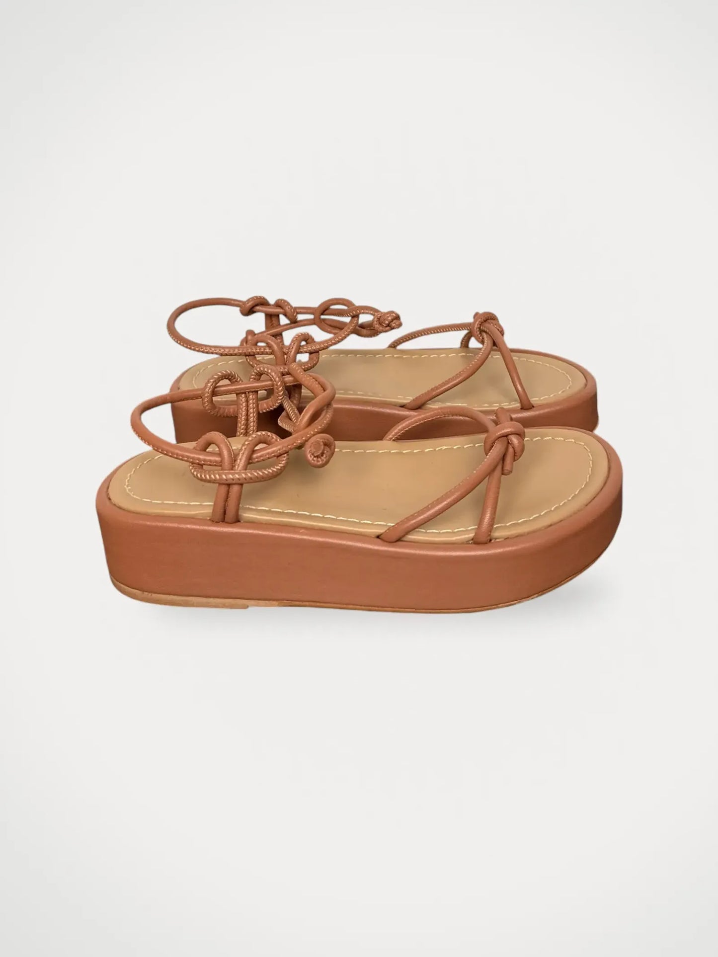 Flattered Heather Cognac Leather Sandals