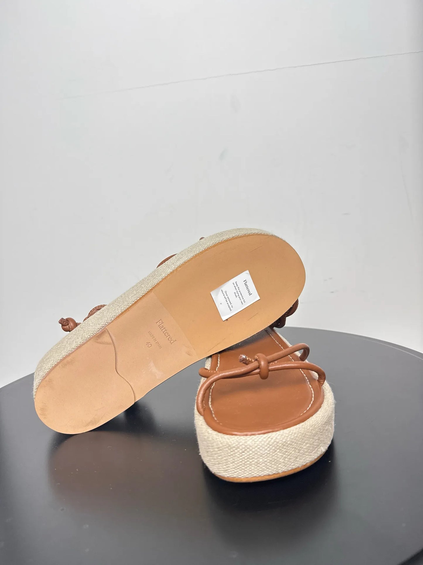 Flattered Heather Cognac Vegan Leather Sandals