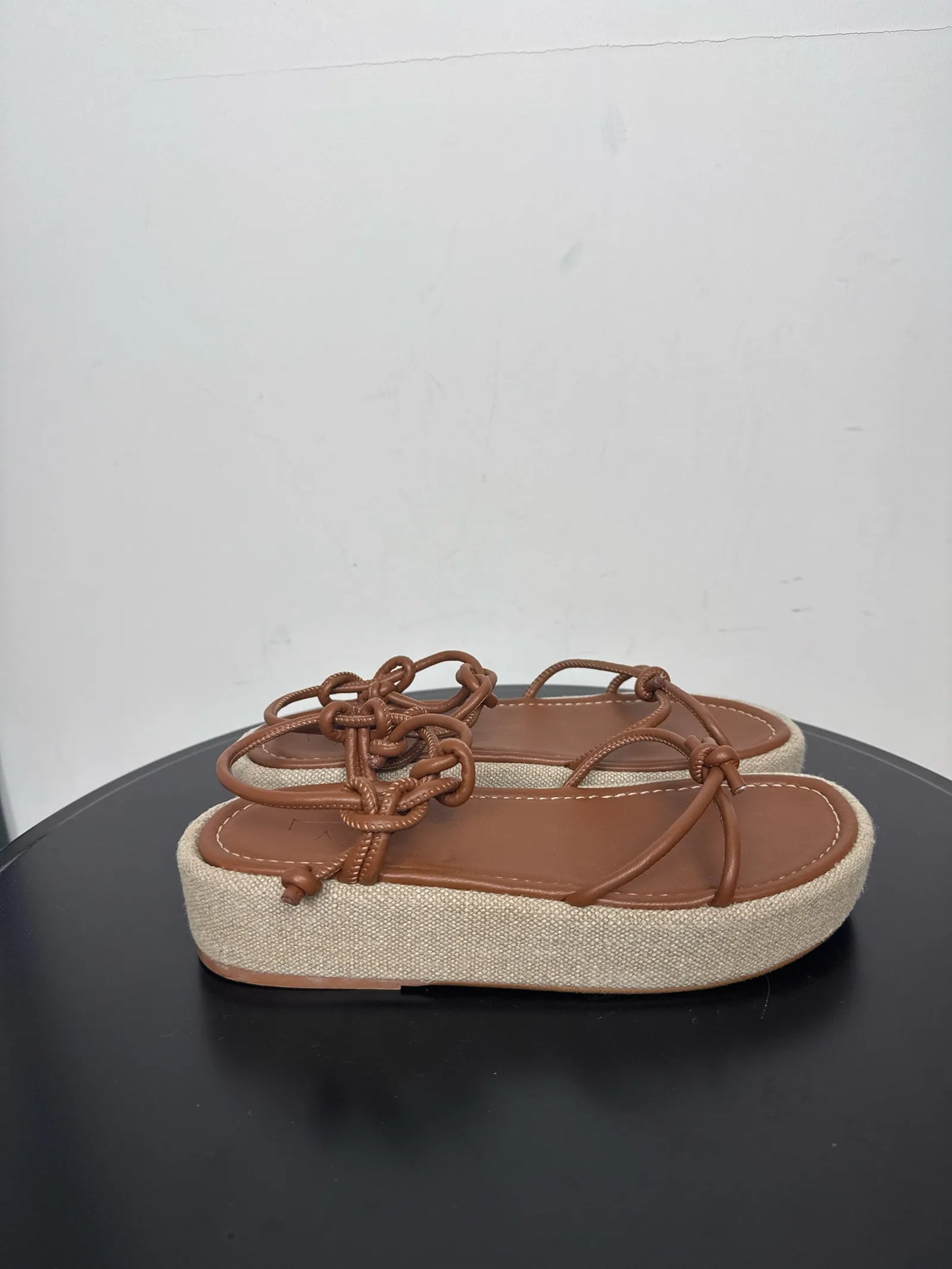 Flattered Heather Cognac Vegan Leather Sandals