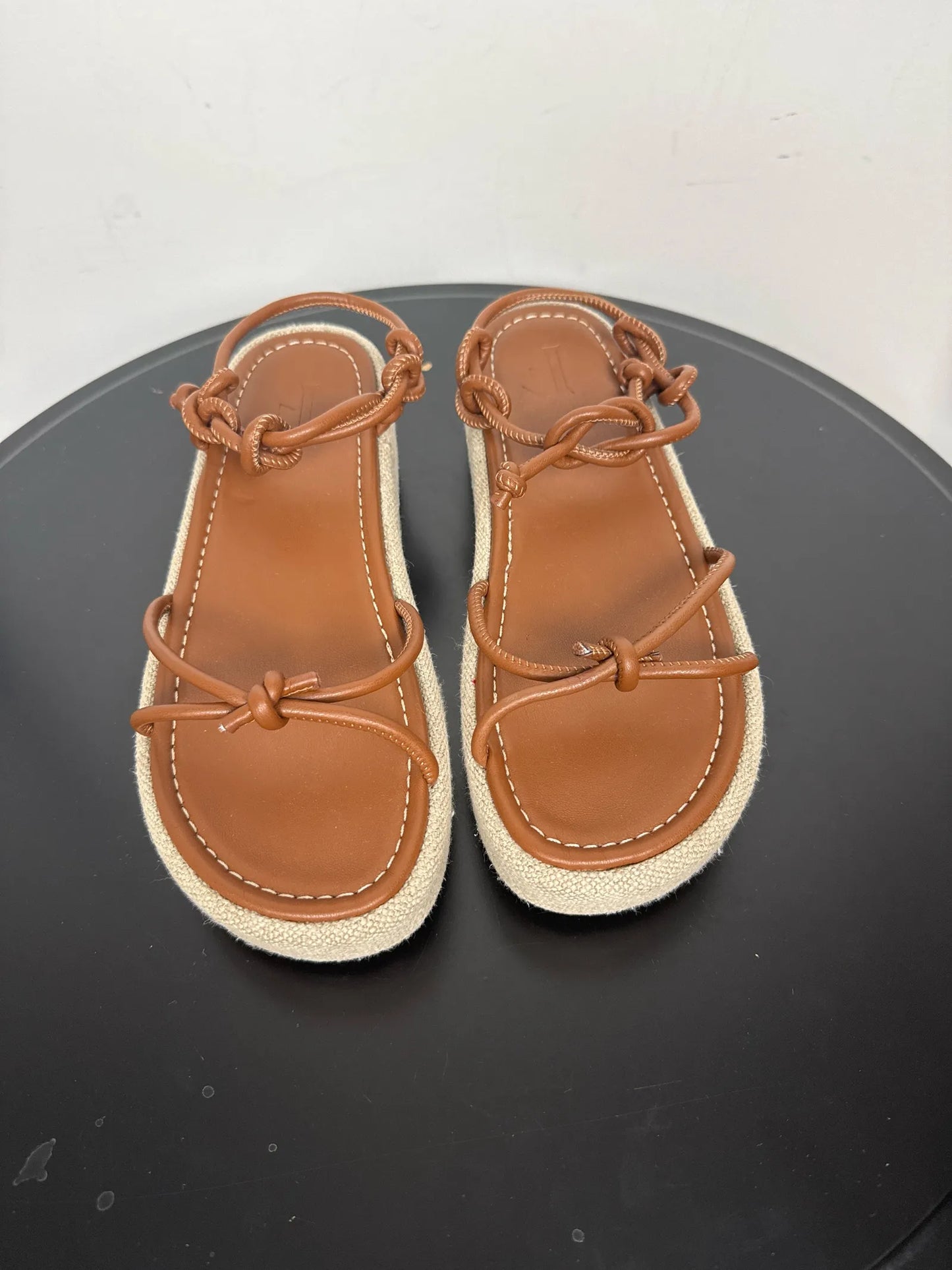 Flattered Heather Cognac Vegan Leather Sandals
