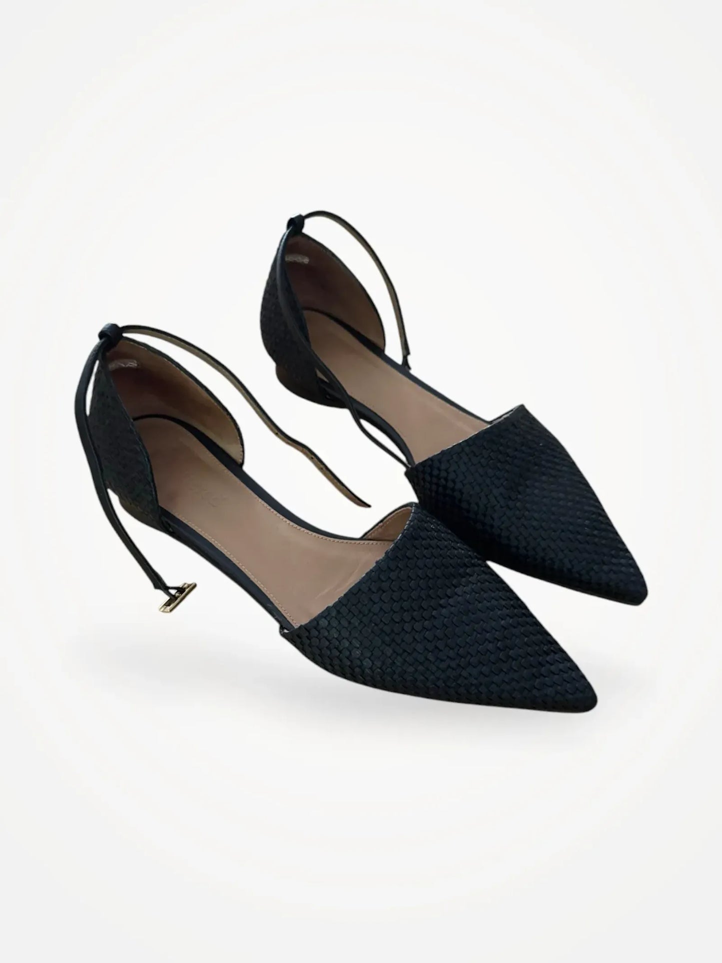 Flattered Frankie Small Weave Black Ballerinas