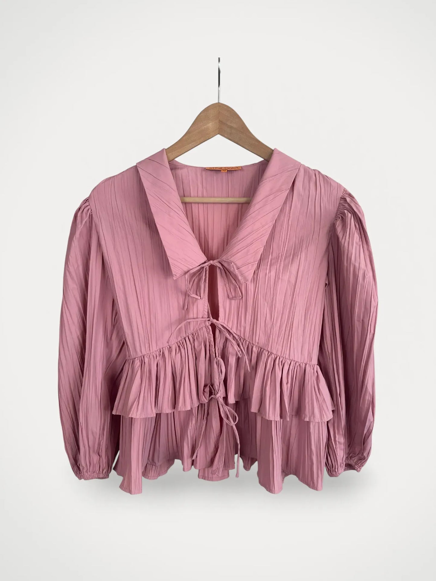 Stine Goya Balloon Sleeve Tie Top Blouse