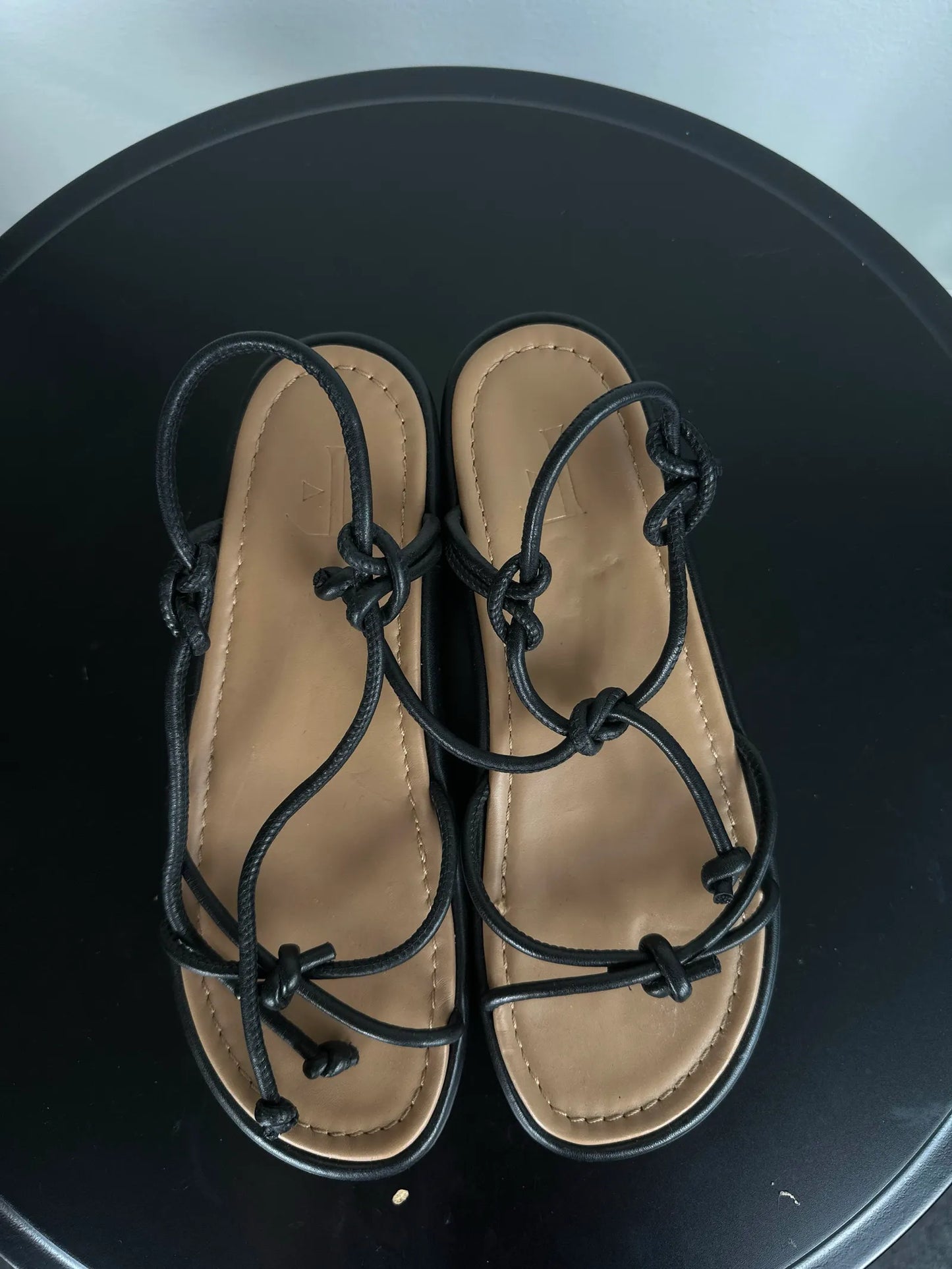 Flattered Heather Leather Black Sandalen