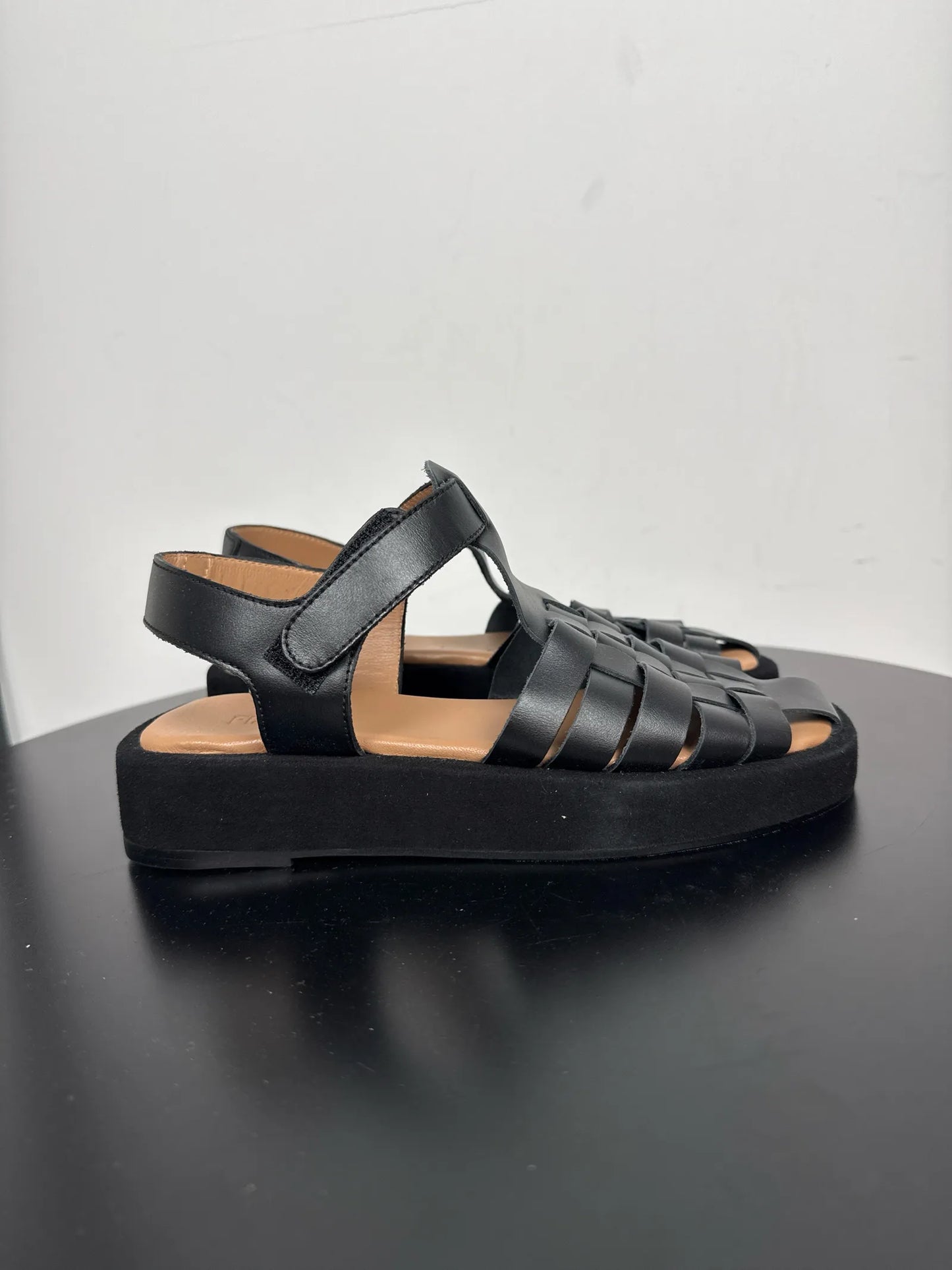 Flattered Gigi Black Leather Sandals