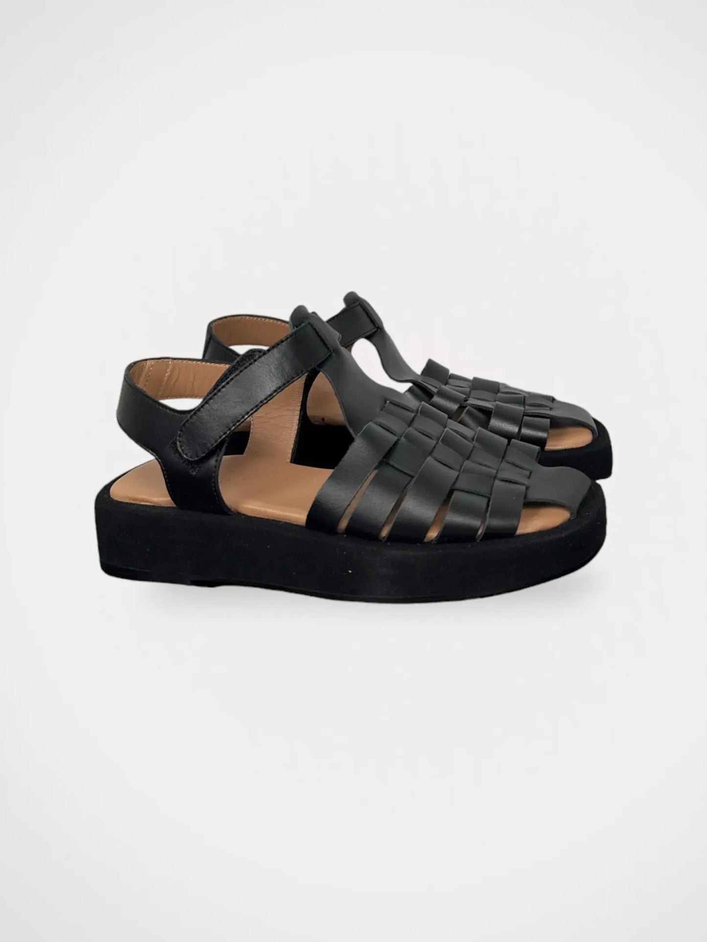 Flattered Gigi Black Leather Sandals