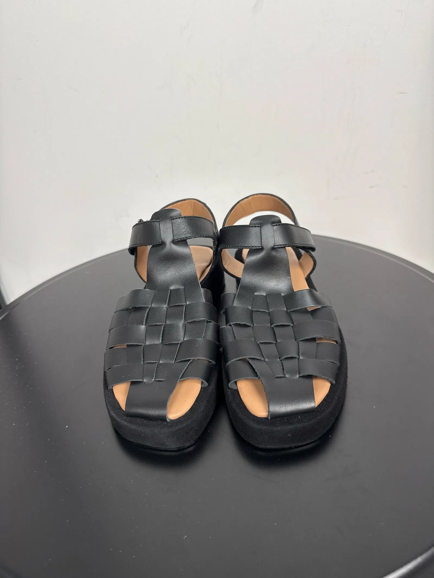 Flattered Gigi Black Leather Sandals