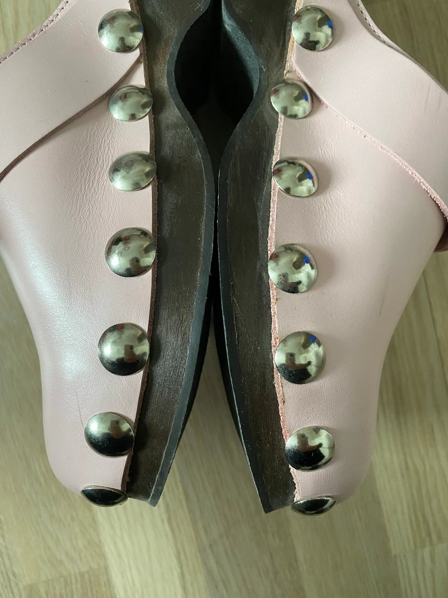 Ganni Studded Leather Clogs- Pale Lilac Shoes