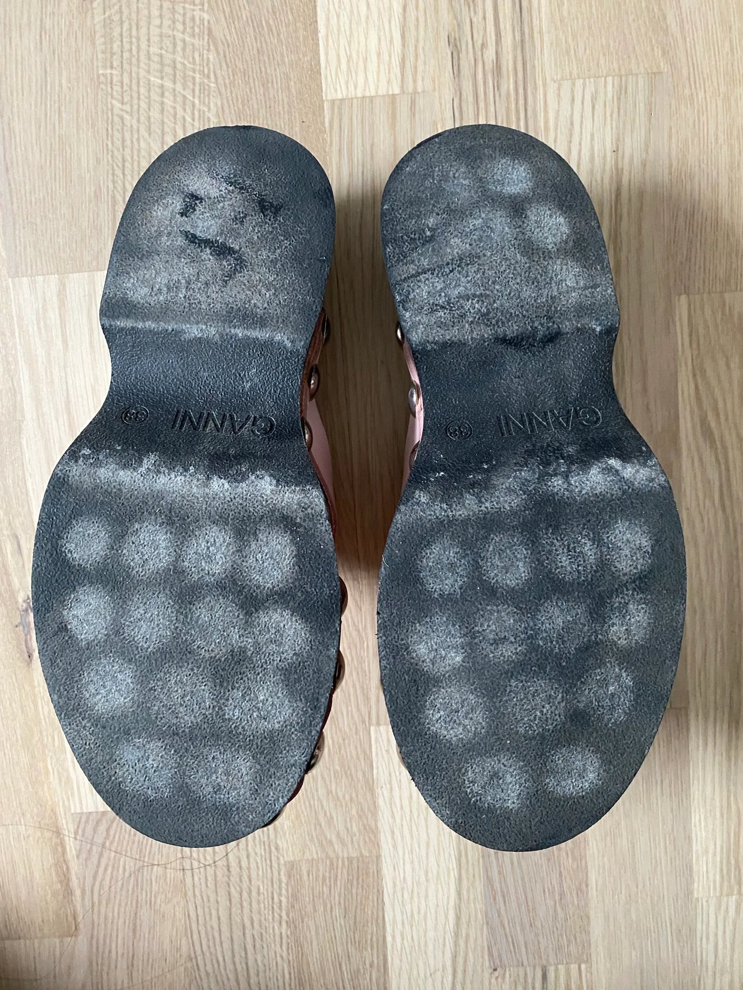 Ganni Studded Leather Clogs- Pale Lilac Shoes