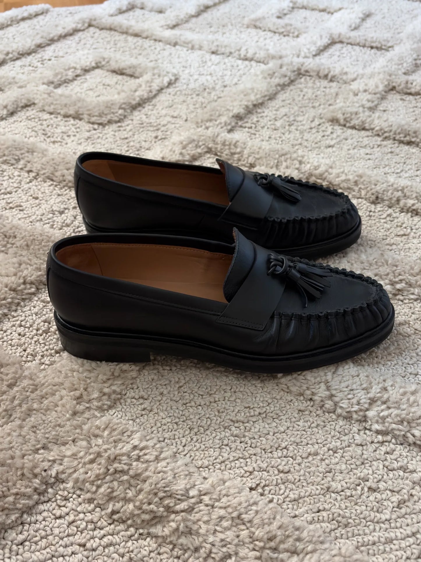 Flattered Sigrid Leather Black Loafers