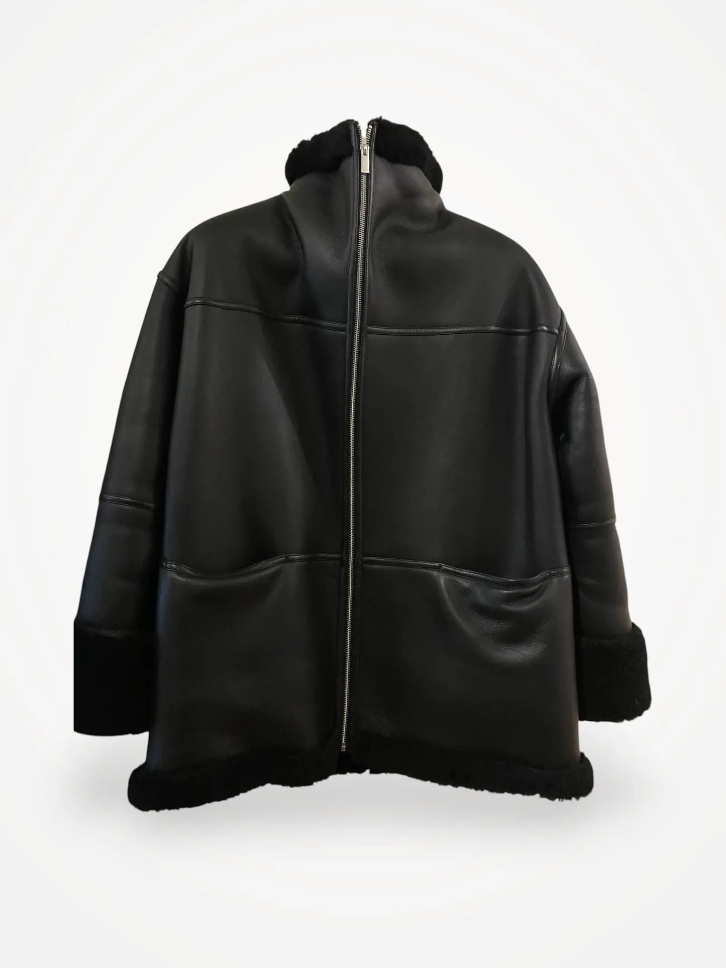 Toteme Signature Shealing Black Leather jacket