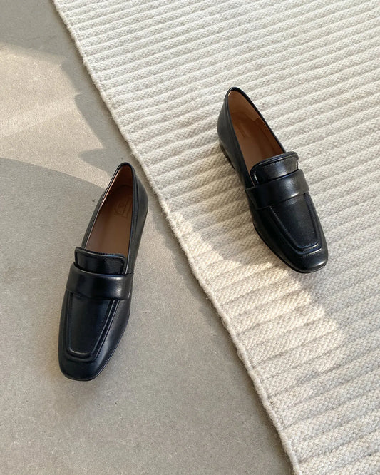 Flattered Vivienne Black Leather Loafers