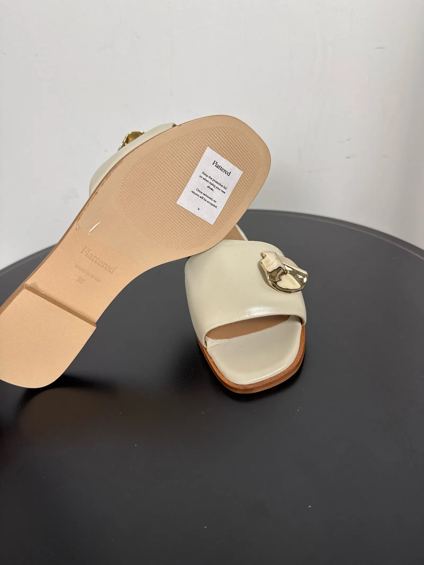 Flattered Mira Creme Leather Sandals