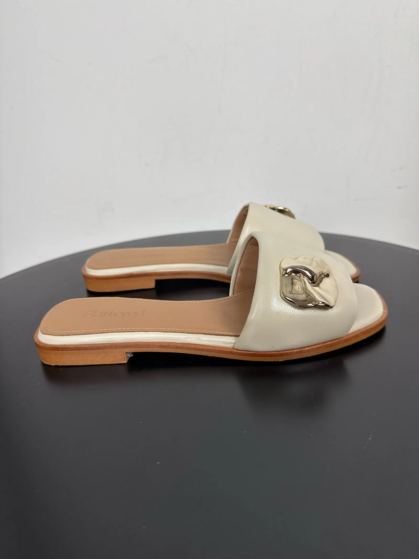 Flattered Mira Creme Leather Sandals