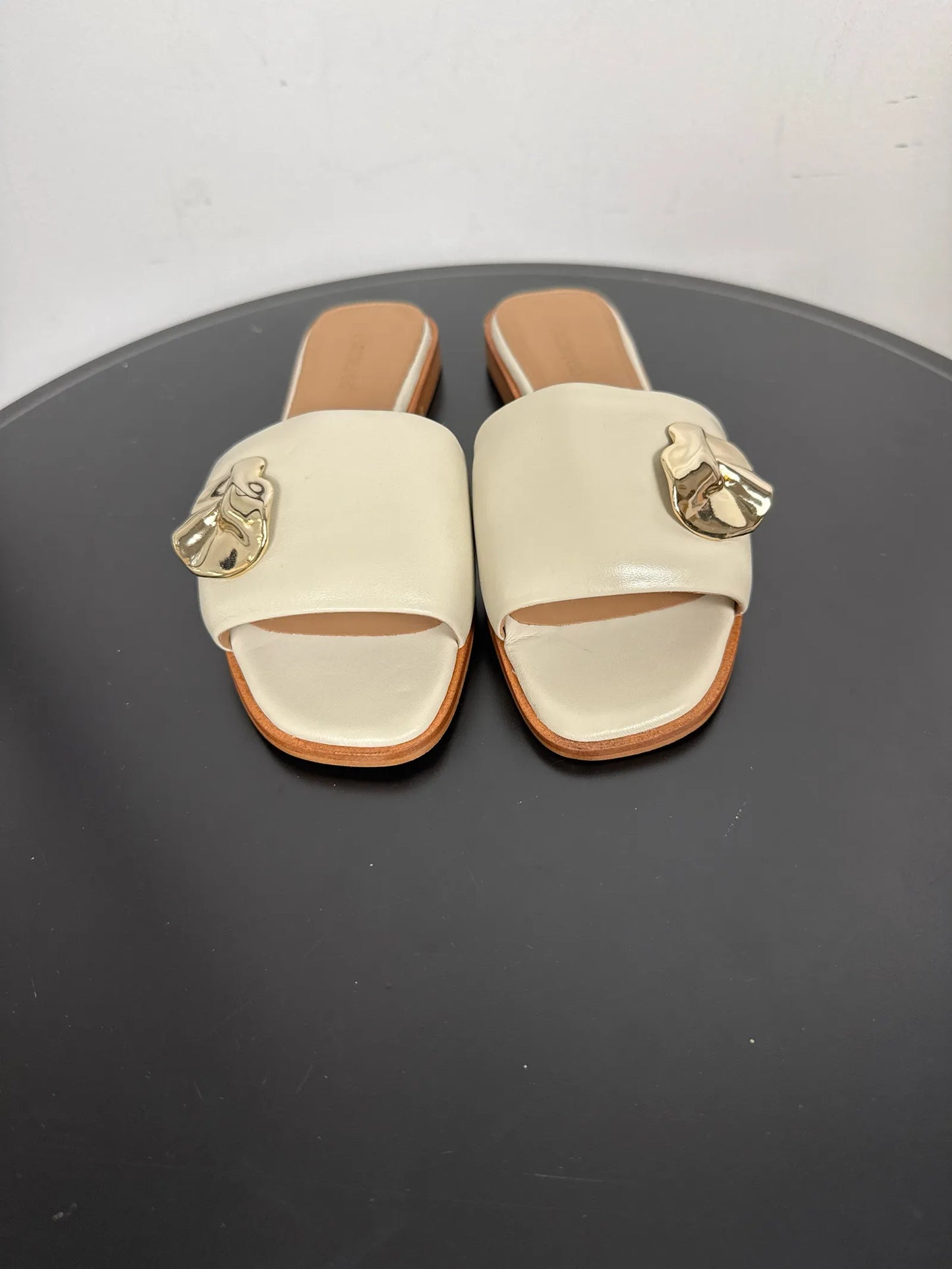 Flattered Mira Creme Leather Sandals