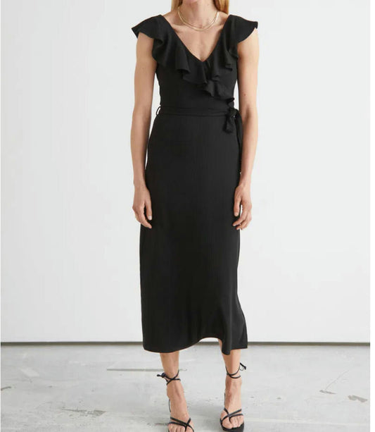 & Other Stories Sleveless Ruffle Midi- Dress