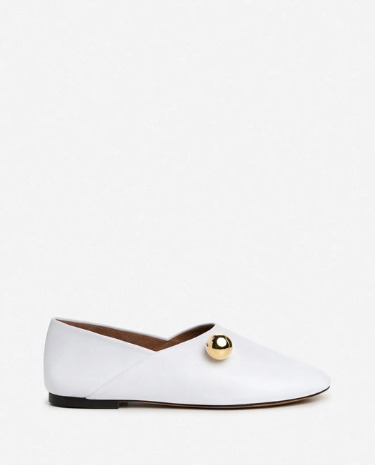 Flattered Pepper Leather White Ballerinas