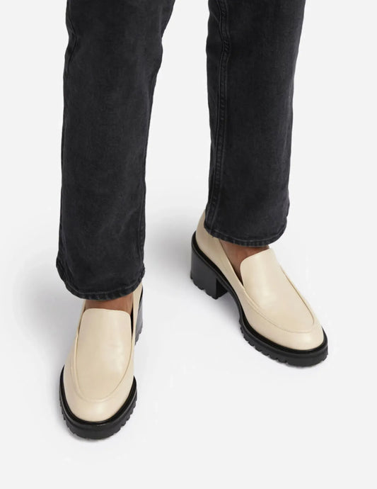 Flattered Saga Creme Leather Loafers