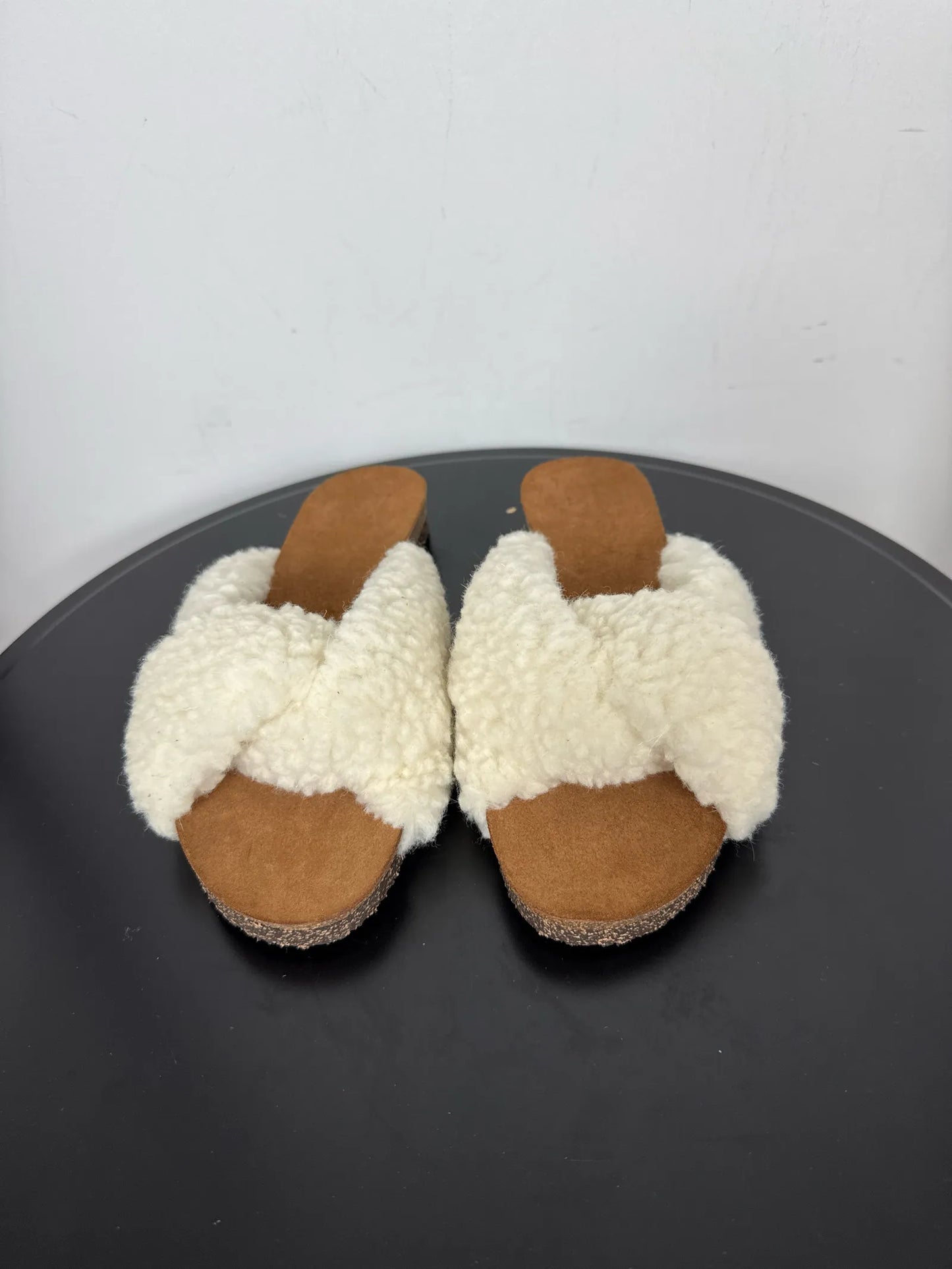 Flattered Lou Creme Teddy Sandals
