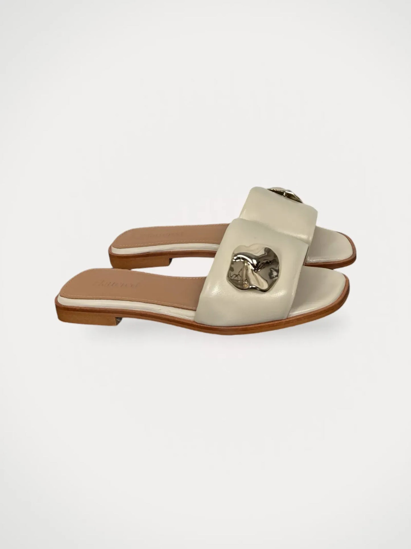 Flattered Mira Creme Leather Sandals