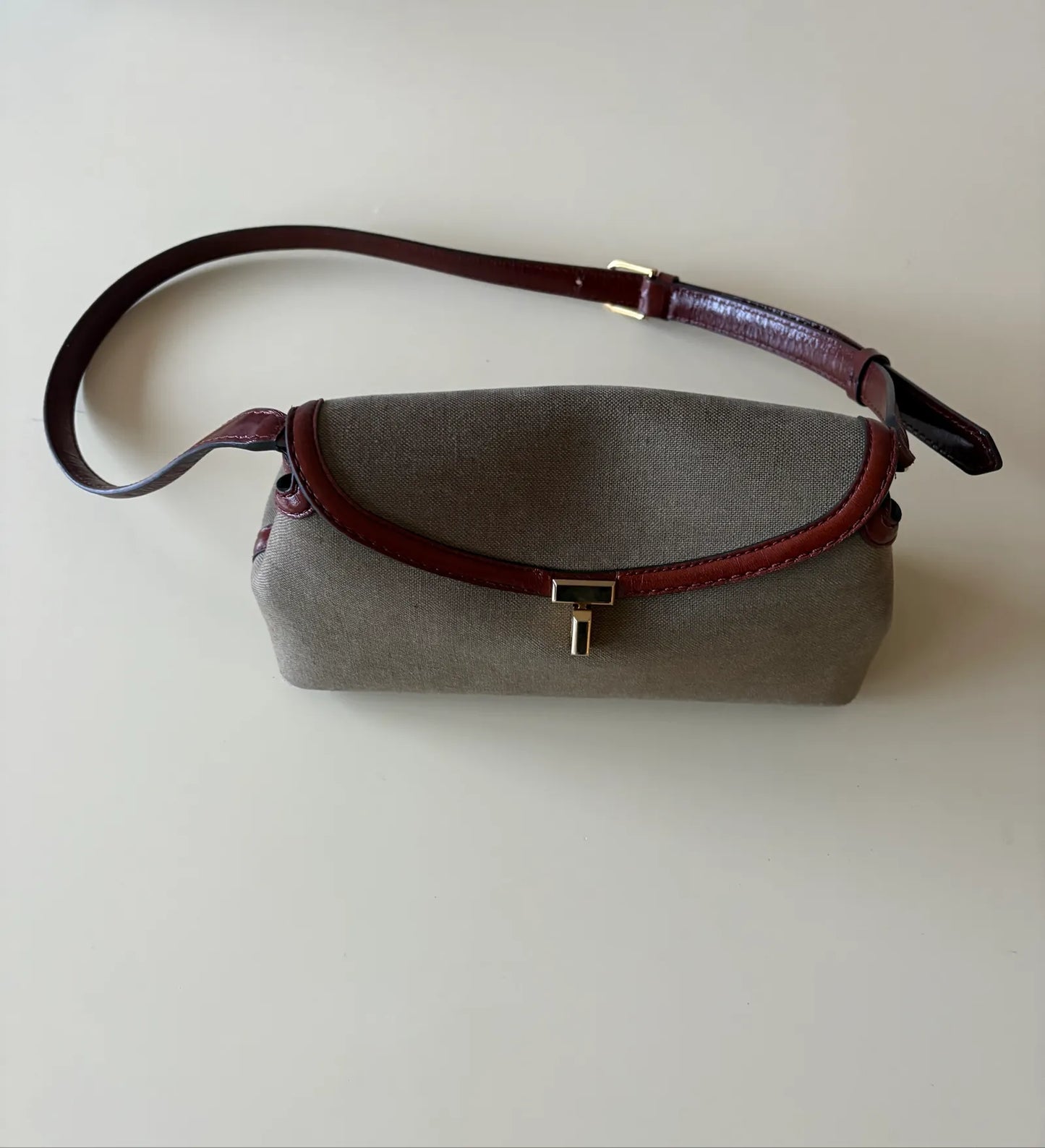 Toteme T Lock Canvas Khaki Green Handbag