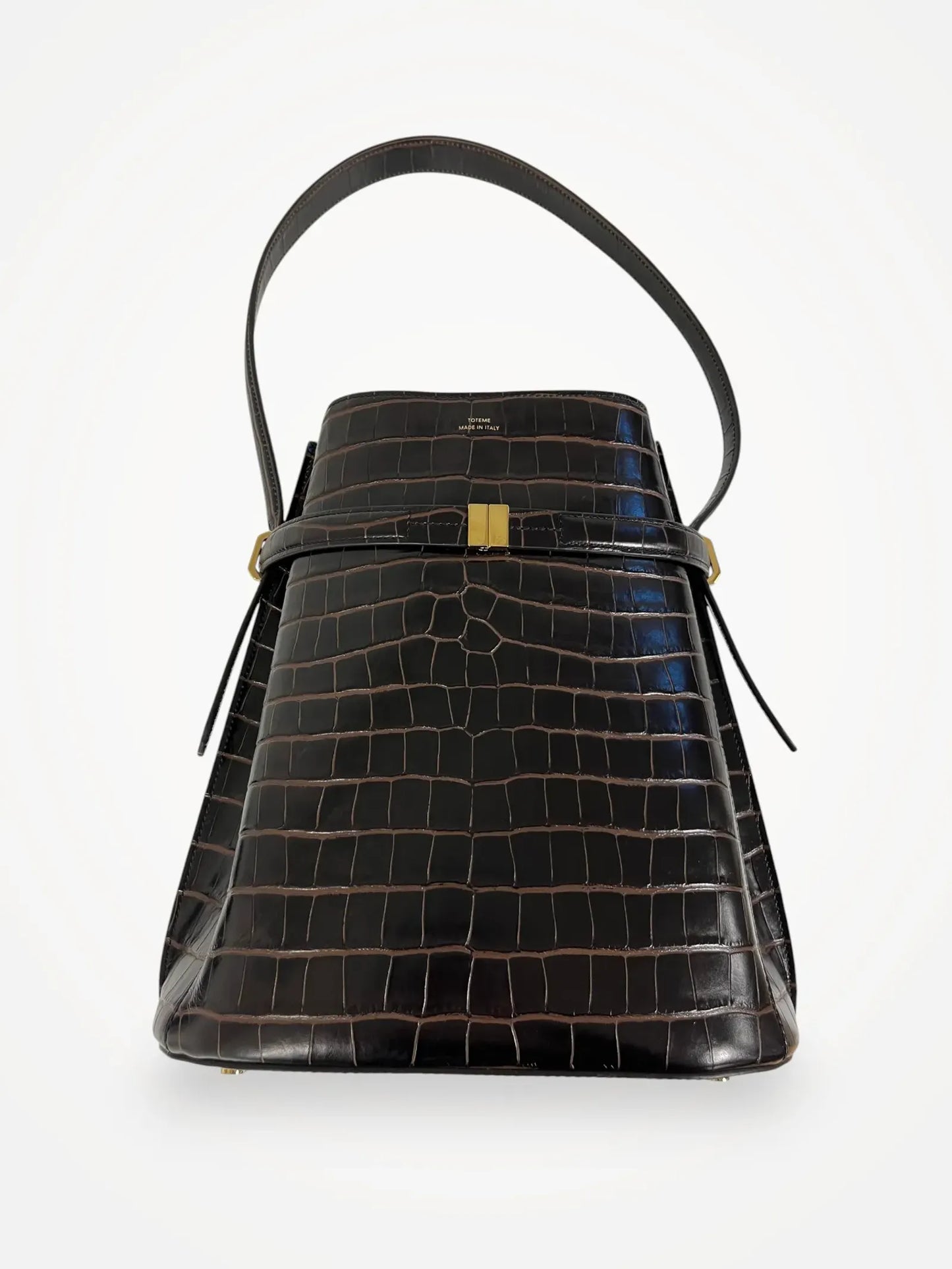 Toteme Leather Bucket Croco Embossed Handbag