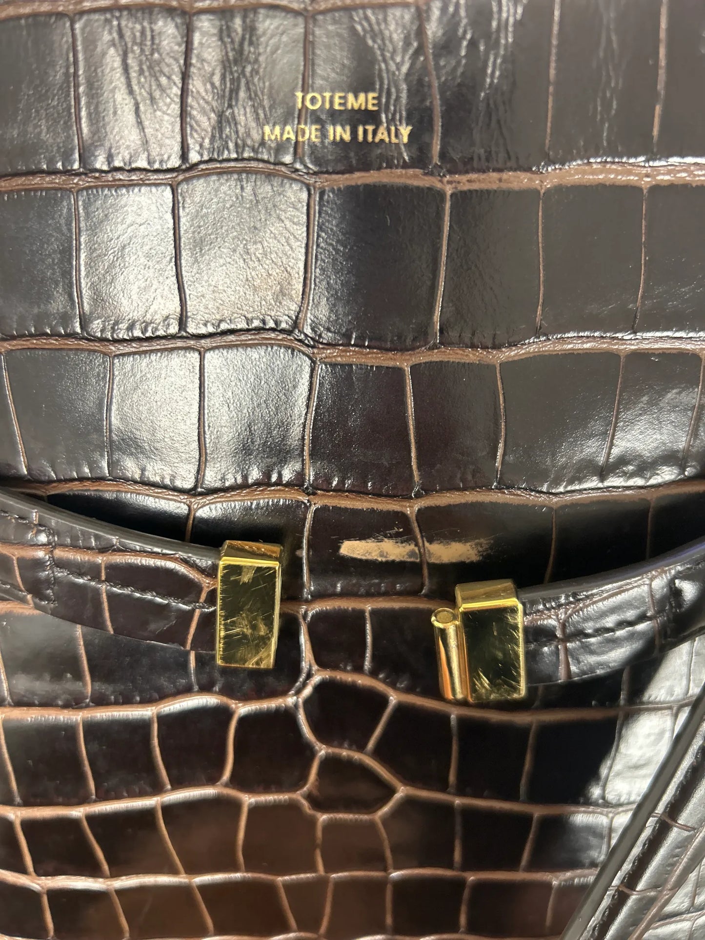 Toteme Leather Bucket Croco Embossed Handbag