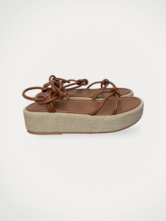 Flattered Heather Cognac Vegan Leather Sandals