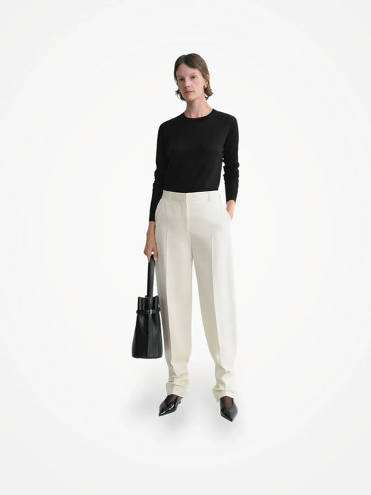 Toteme Buckled Slouch Ecru Suit Trousers