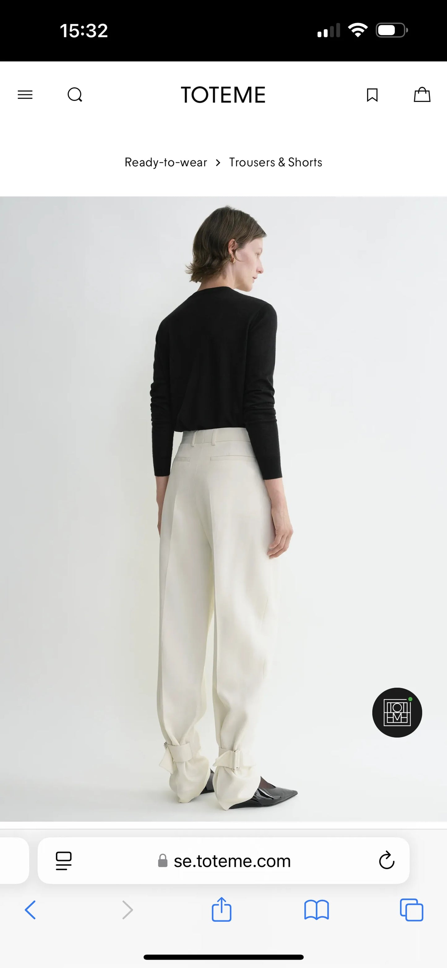 Toteme Buckled Slouch Ecru Suit Trousers