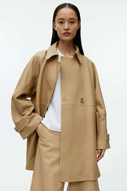 Arket Short Leather Trenchcoat Coat