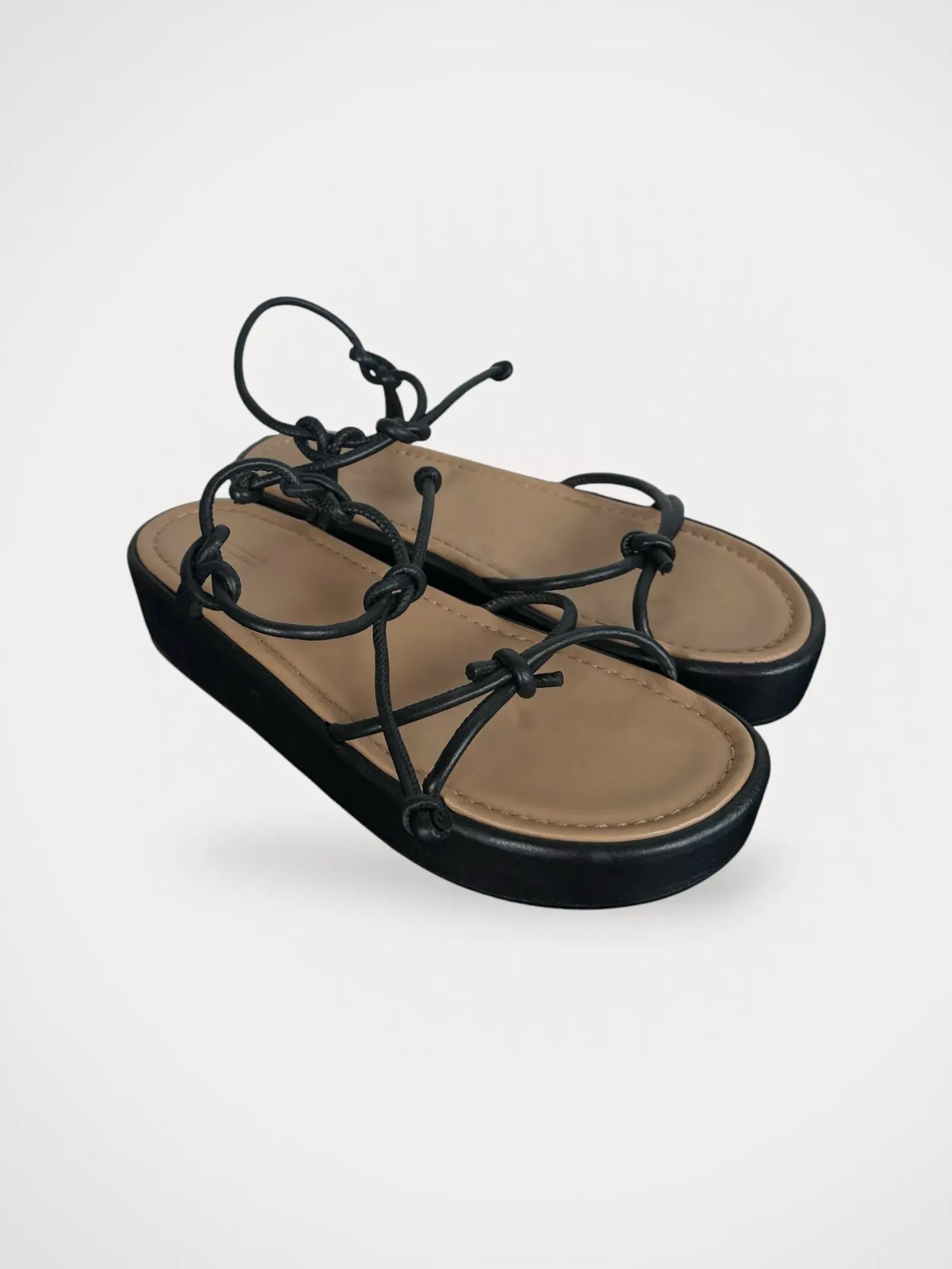 Flattered Heather Leather Black Sandalen